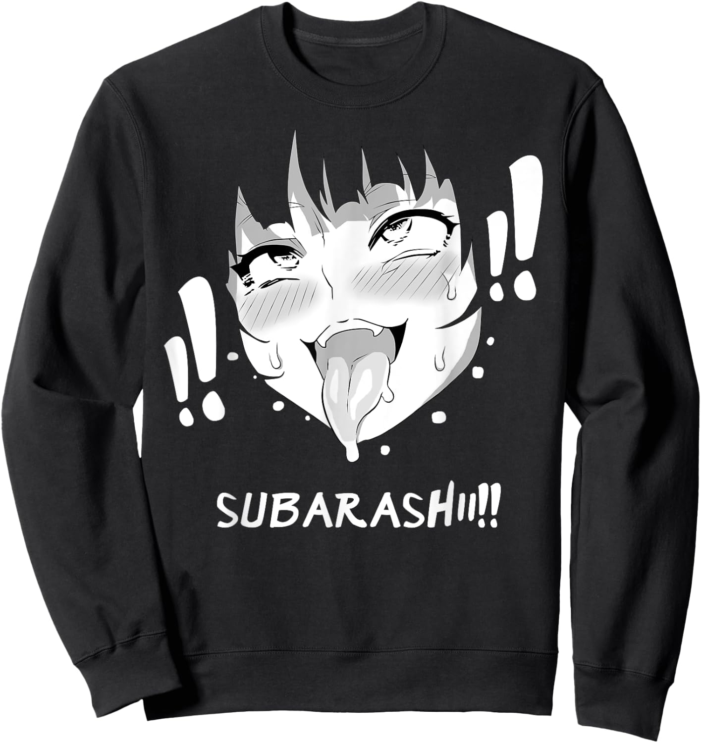 Ahegao Face Shirt Anime Manga Hentai Girl Subarashii Apparel Sweatshirt - Sweatshirt | Black