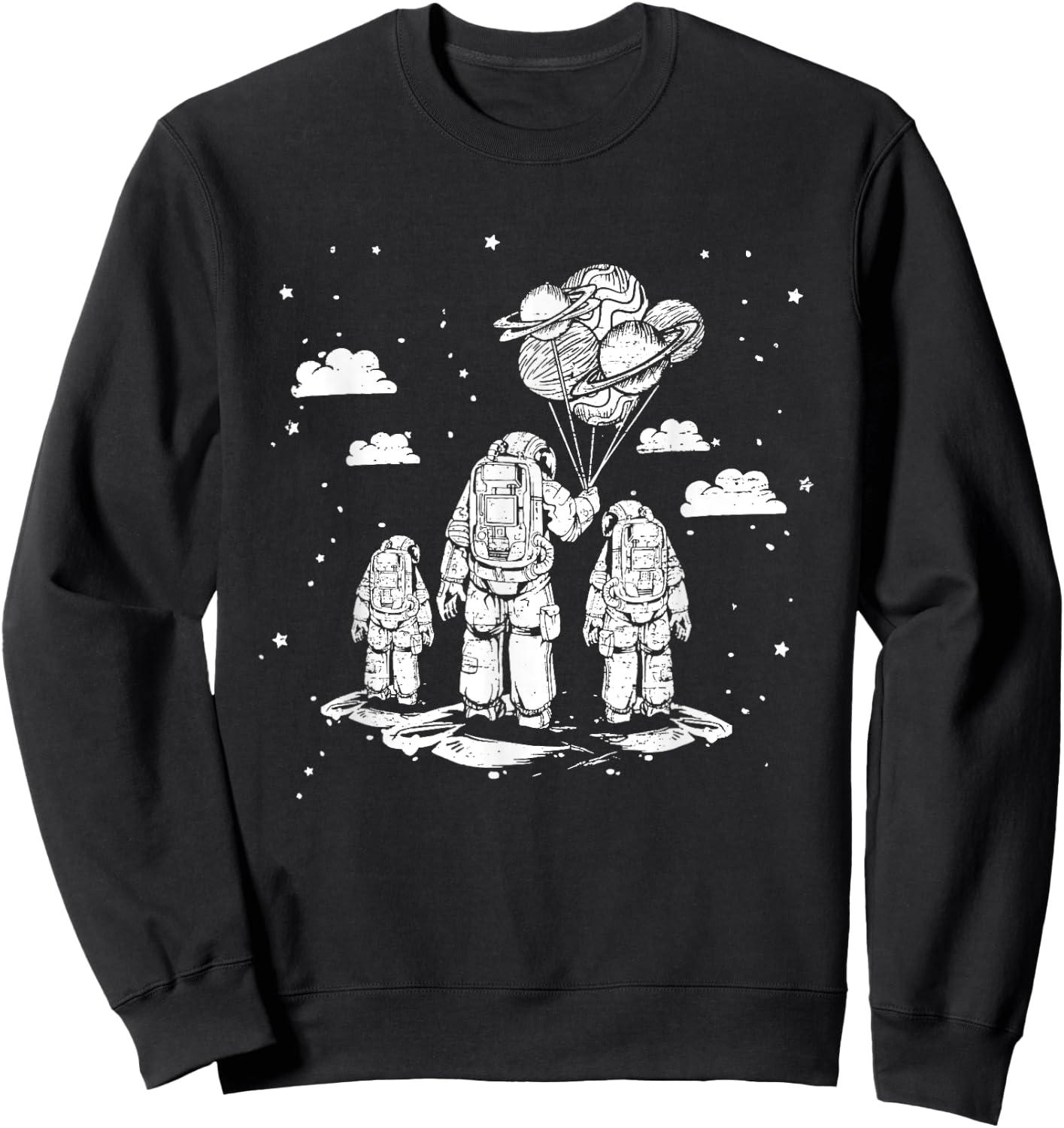 Fathers Day Dad and Children Astronauts Space Sweatshirt - Sweatshirt | Black