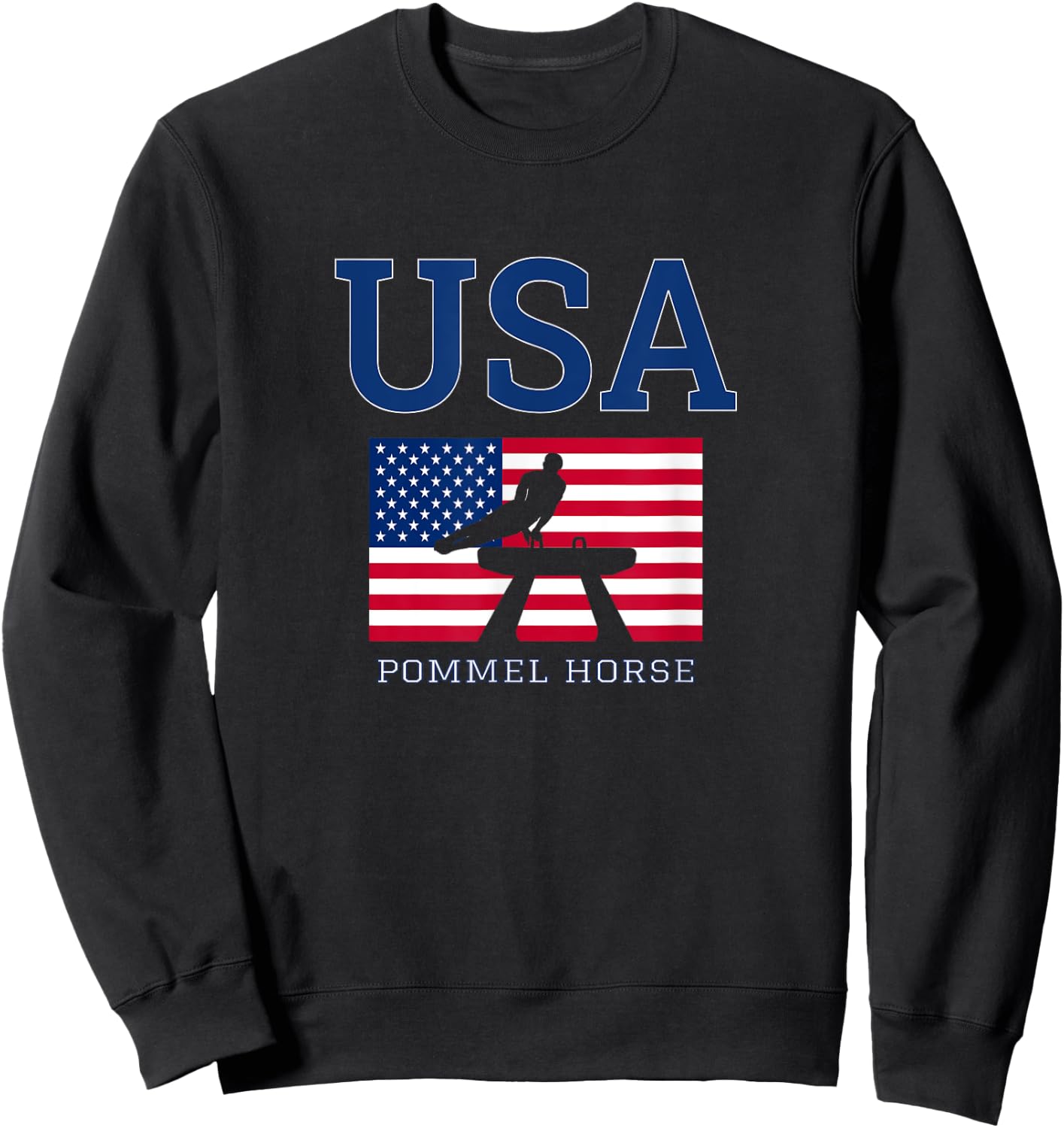 USA Flag Pommel Horse Gymnastics Team American Gymnast Sweatshirt - Sweatshirt | Black