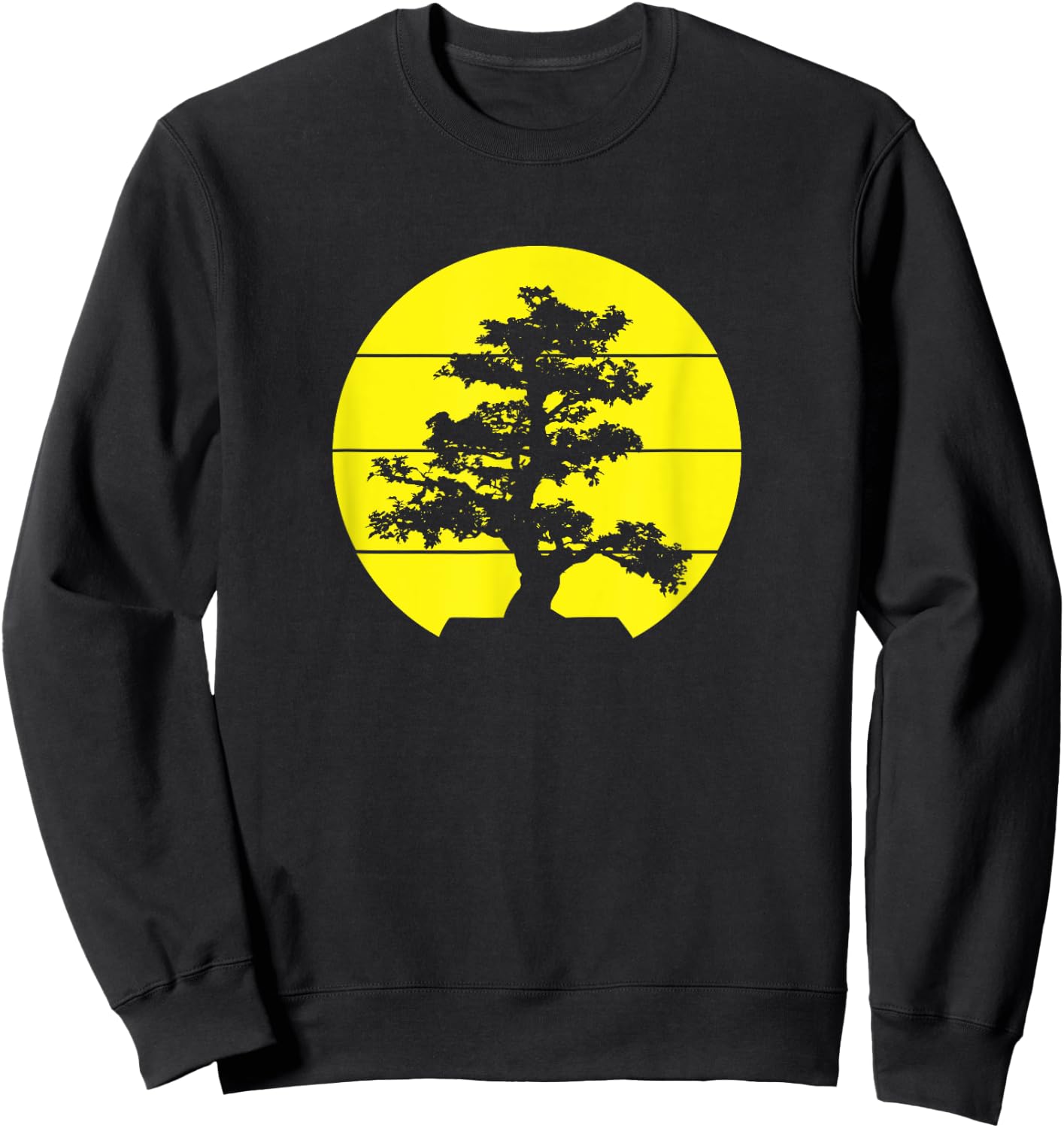 Pacific Ocean Beach Bonsai Tree Yellow Sun Retro Vintage Men Women Girls Kids Sweatshirt - Sweatshirt | Black