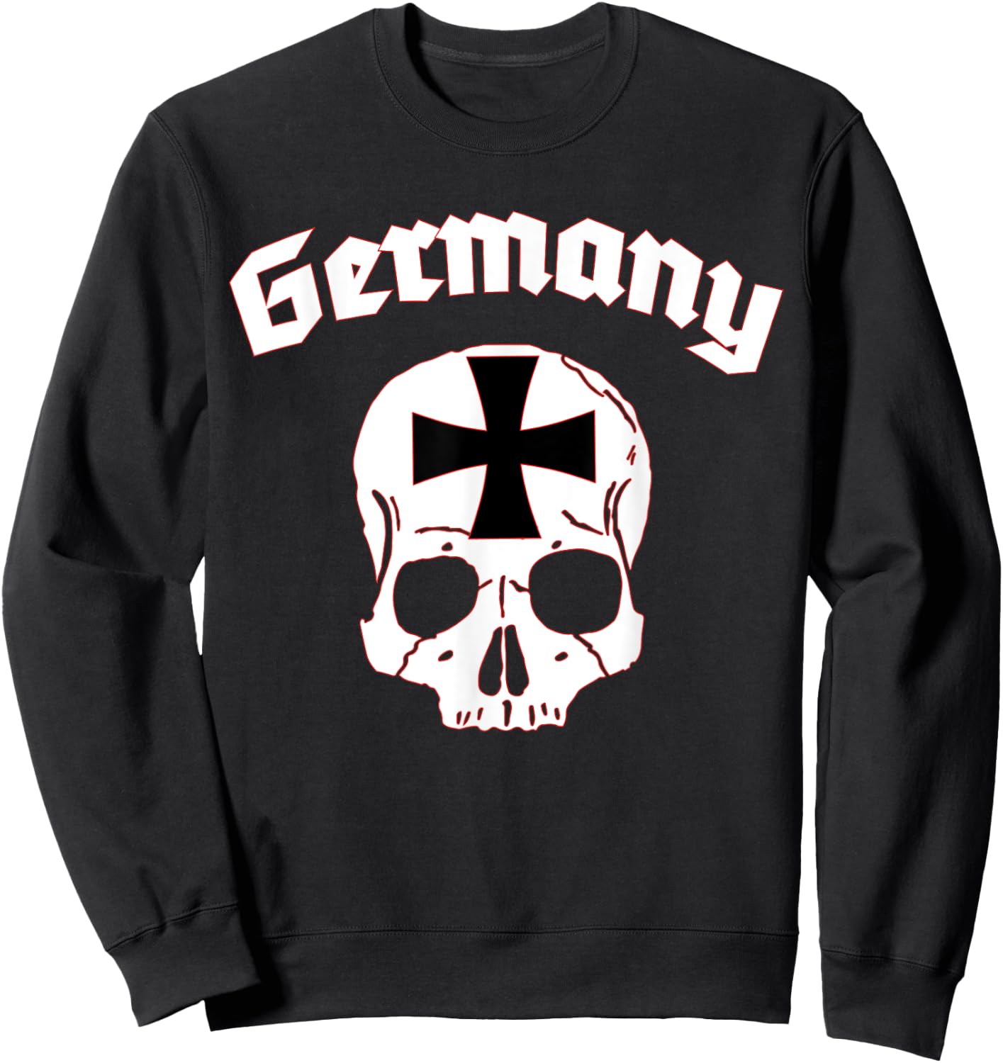 Germany Skull Old German Lettering Iron Cross Sweatshirt - Sweatshirt | Black