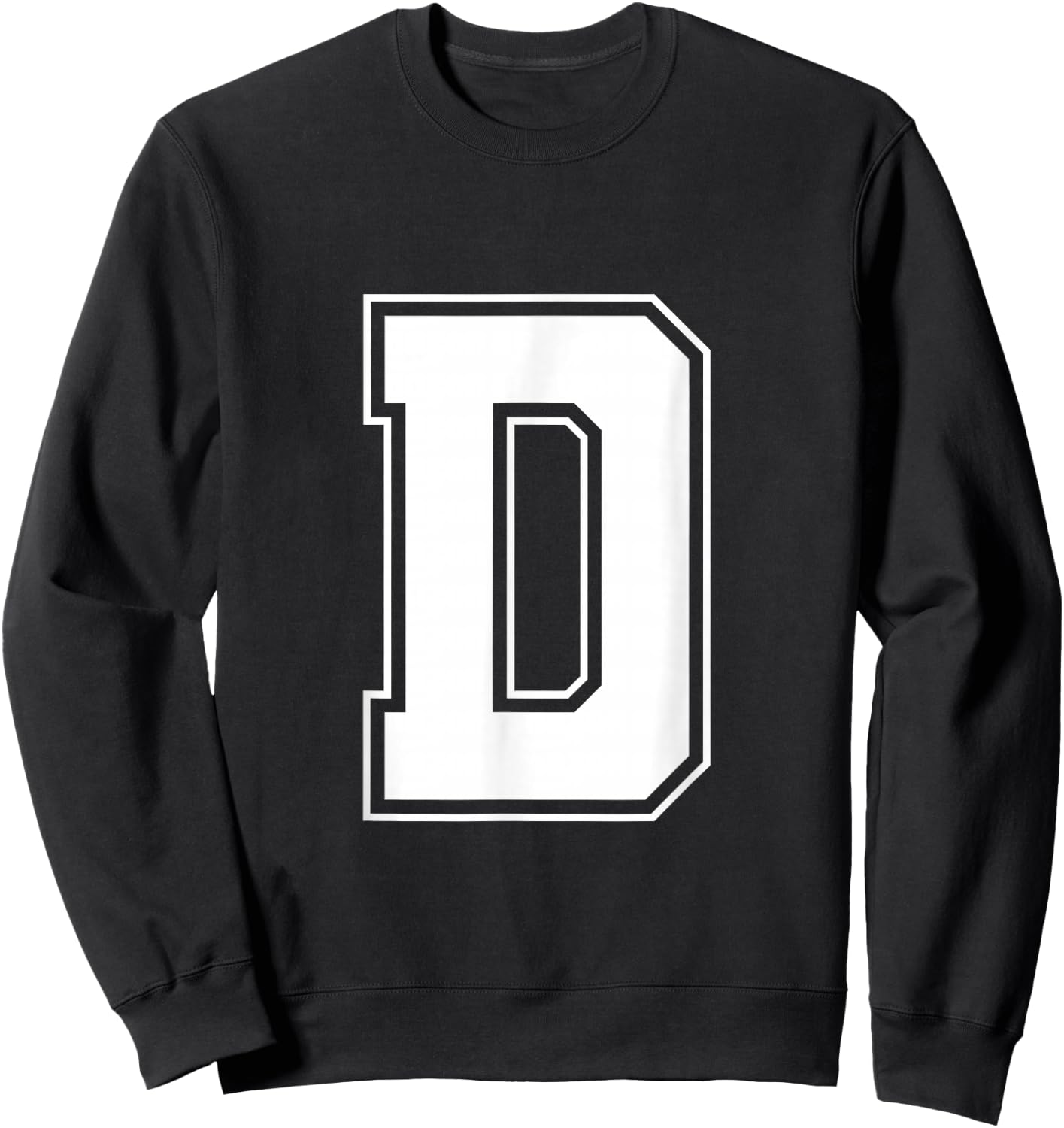 Letter D Big Bold Capital Varsity Alphabet Monogram Sweatshirt - Sweatshirt | Black