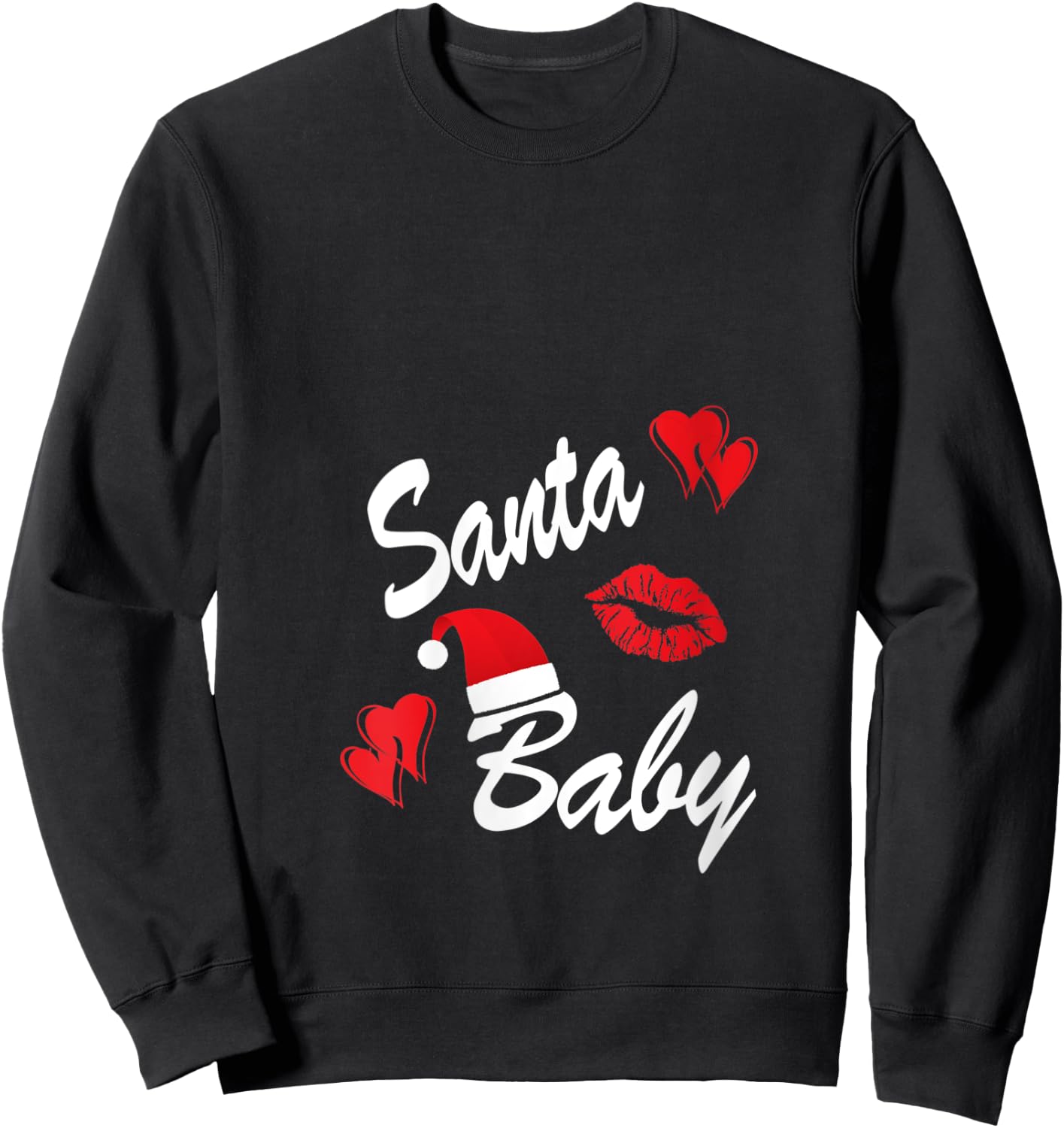 Santa Baby Christmas Design for Moms Who Love Their Santas V-Neck Sweatshirt - Sweatshirt | Black