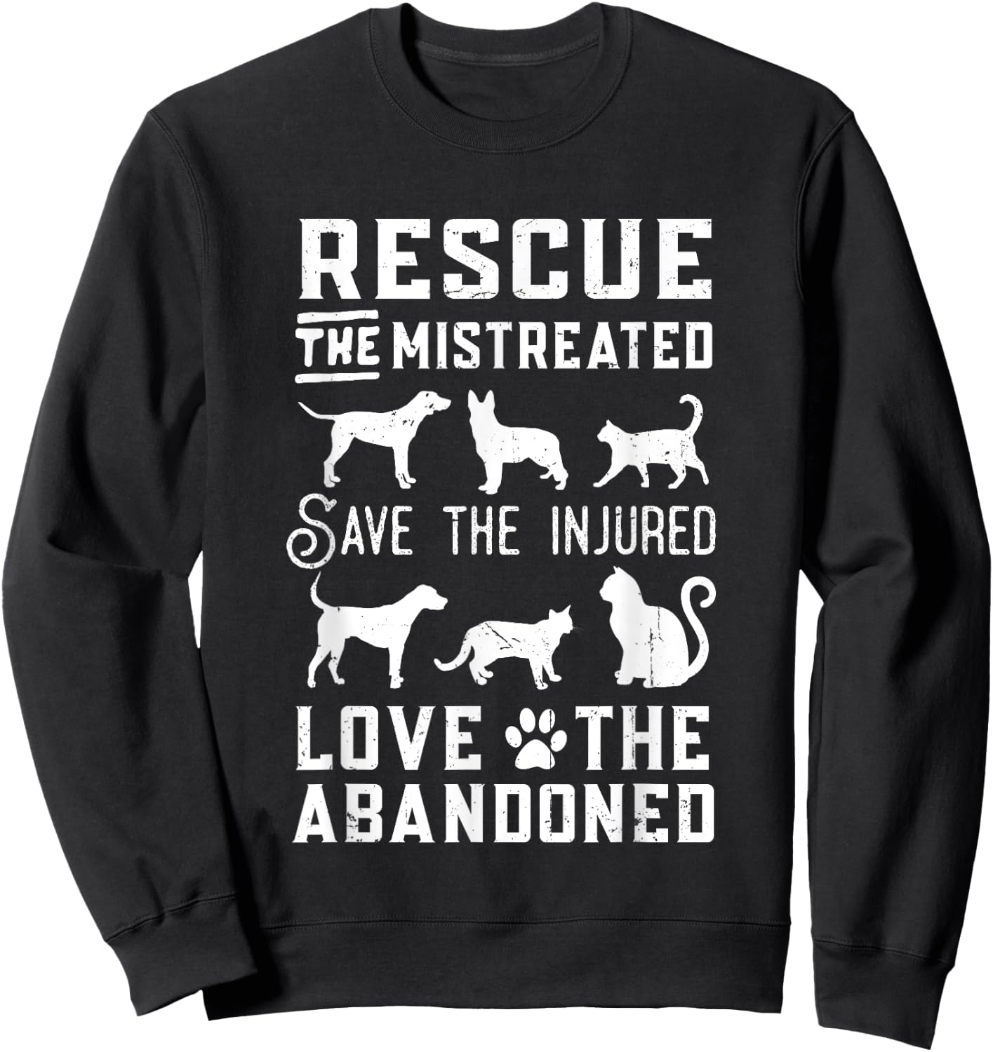 Dog Lover Cat Lover Rescue Save Love Animal Rescue Awareness Women Kids Sweatshirt - Sweatshirt | Black