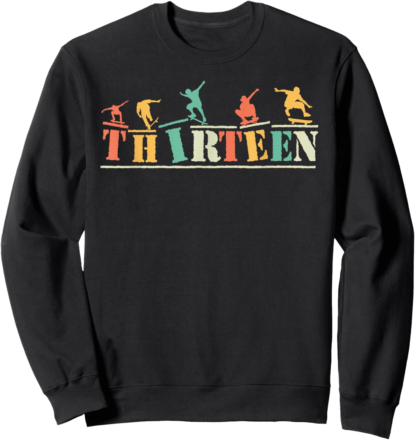 13th Birthday Skateboarder Thirteen 13 Bday Boys Kid Youth Sweatshirt - Sweatshirt | Black