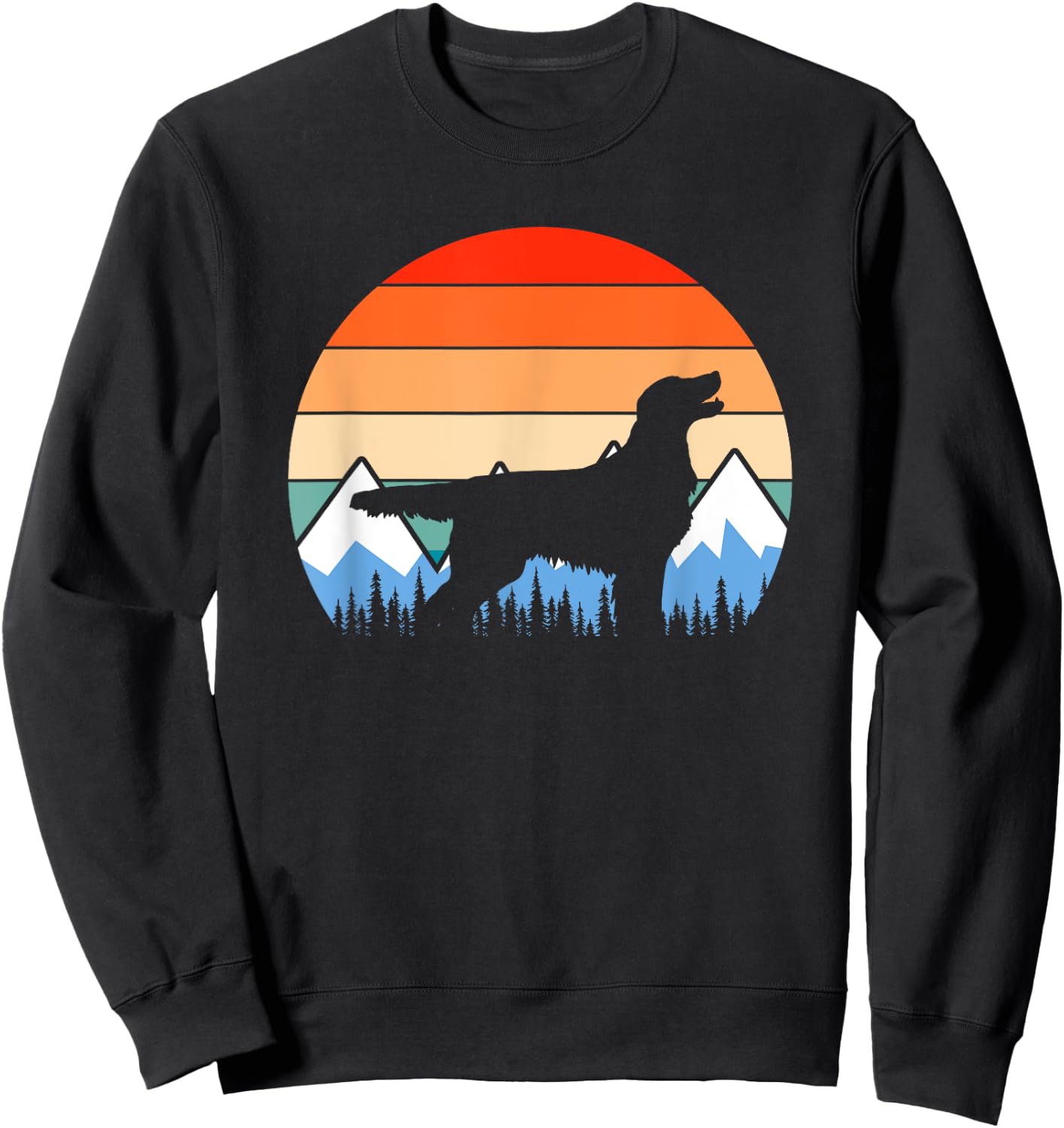 Flat-Coated Retriever Flat-Coat Dog Mountain Hiking Vintage Women Girls Kids Sweatshirt - Sweatshirt | Black