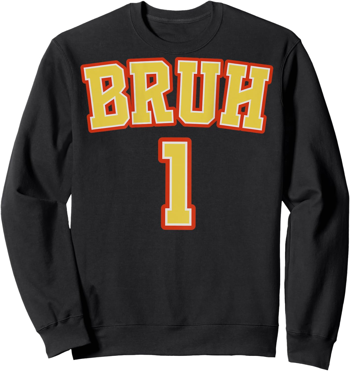 (BACK PRINT) Bruh 1 and 2 Funny Matching Brother Twin Boys Sweatshirt - Sweatshirt | Black