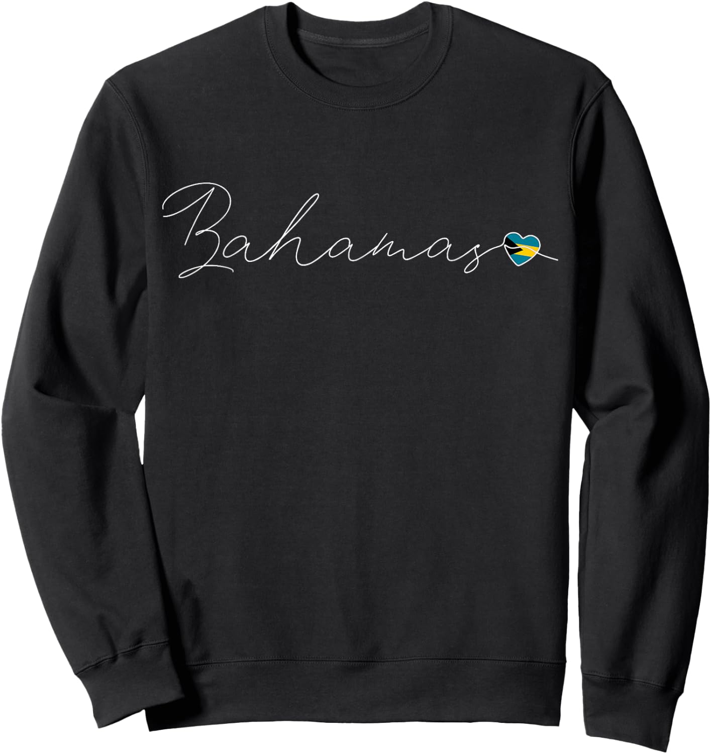 Bahamas Love Bahamian Flag and Heart on Bahamas Sweatshirt - Sweatshirt | Black