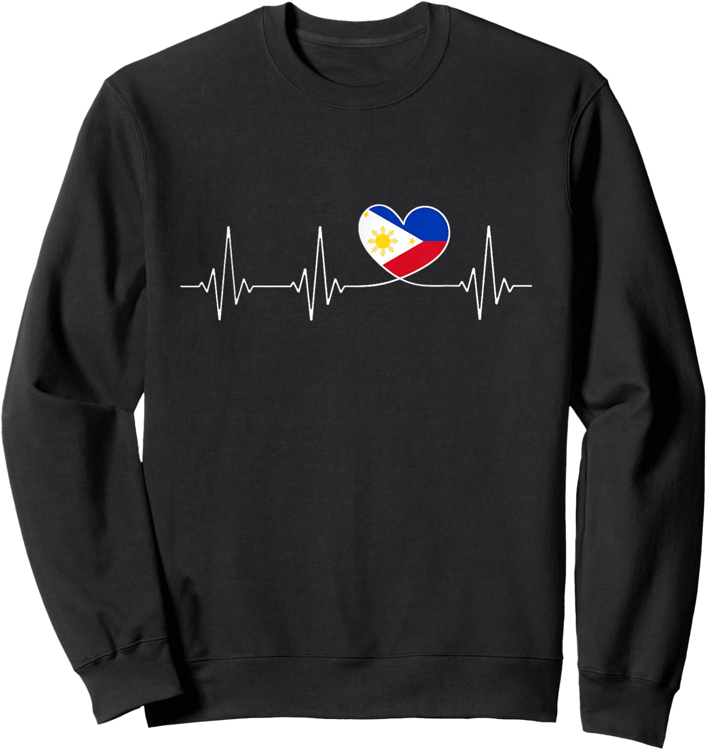 Philippines Love & Filipino Flag with Heart for Philippines Sweatshirt - Sweatshirt | Black