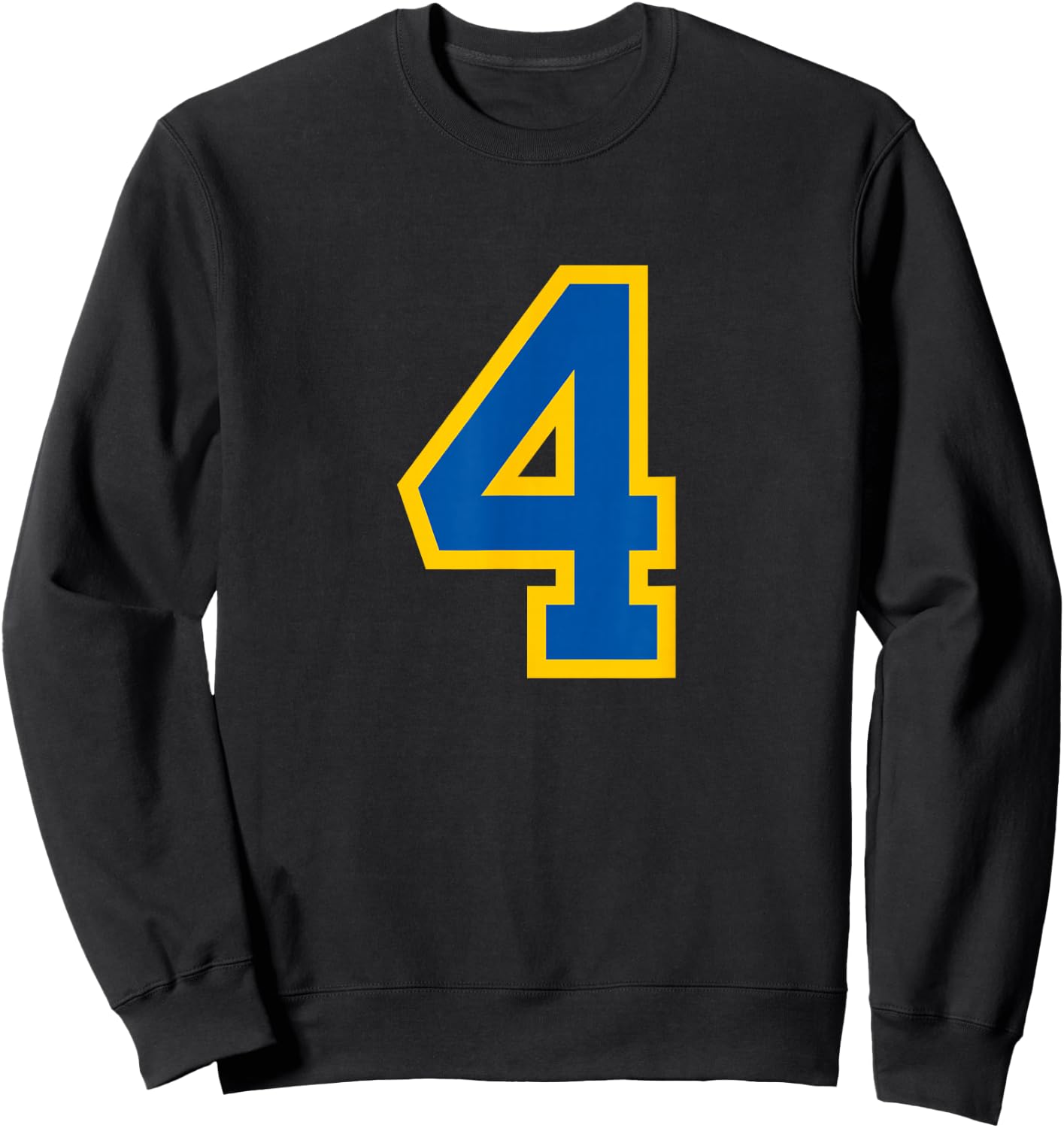 Blue Yellow Sport Team Number #4 Sweatshirt - Sweatshirt | Black