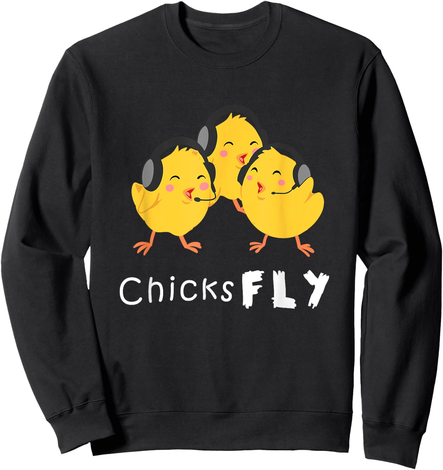 Female Pilot Gift Jet Plane Aviation Chick Sweatshirt - Sweatshirt | Black