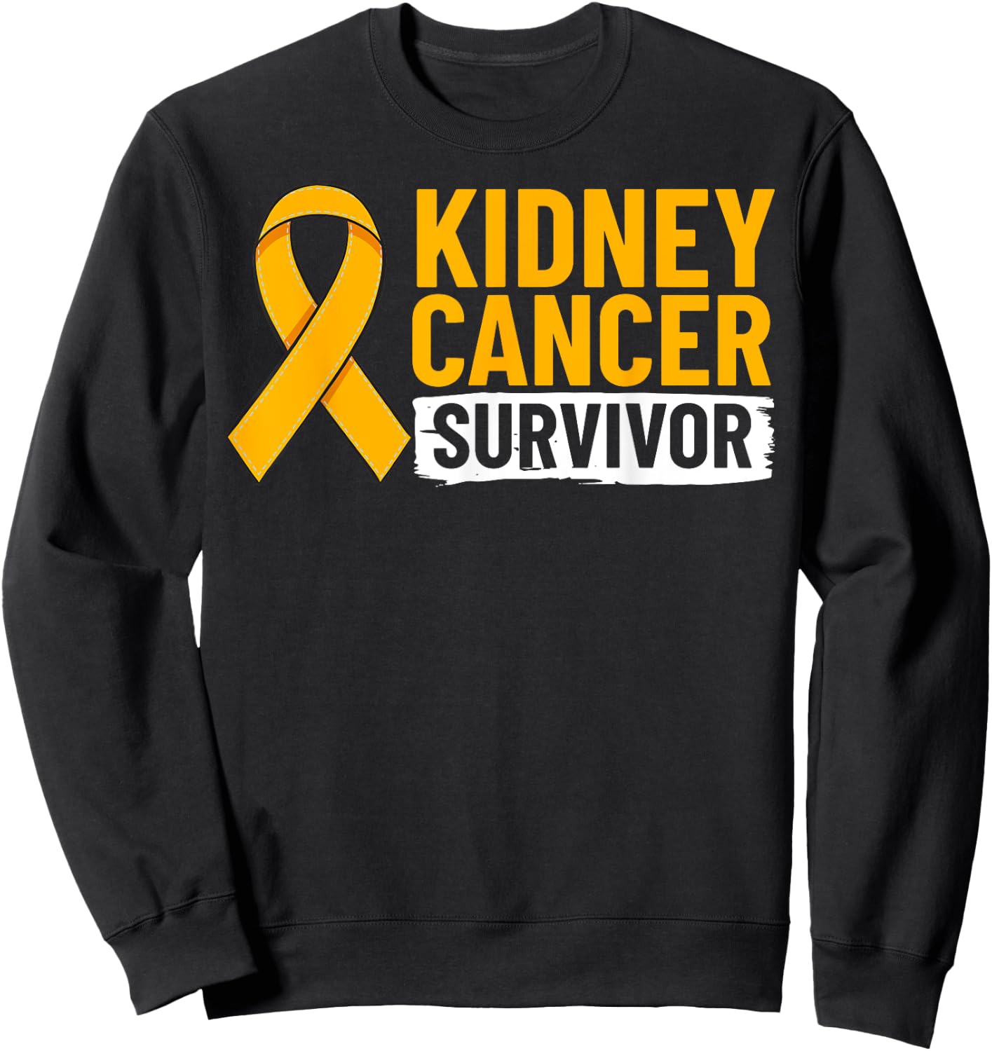 Kidney Cancer Orange Ribbon Awareness Survivor Sweatshirt - Sweatshirt | Black