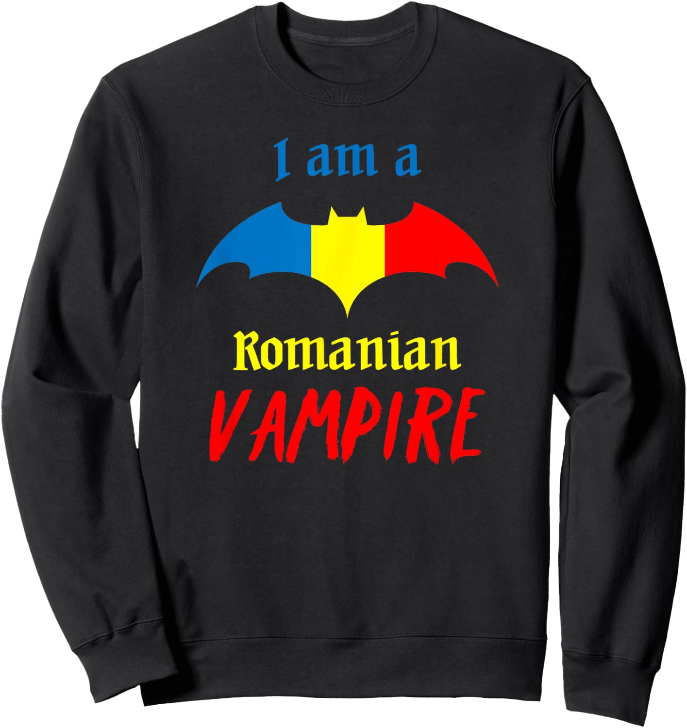 Patriotic Romanian Vampire Halloween Romania Flag Sweatshirt - Sweatshirt | Black