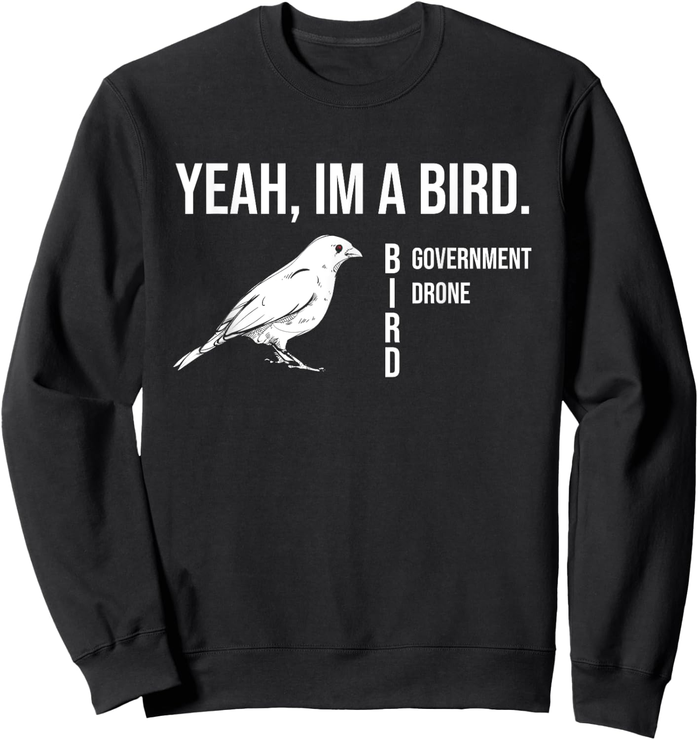 The funny conspiracy theory, Yeah im a government drone bird Sweatshirt - Sweatshirt | Black