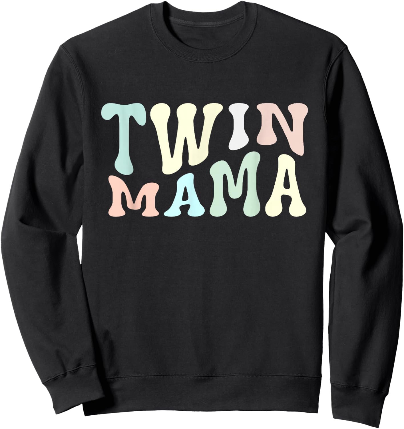 Retro Twin Mama Twin Mom Established Mom Motherhood Sweatshirt - Sweatshirt | Black
