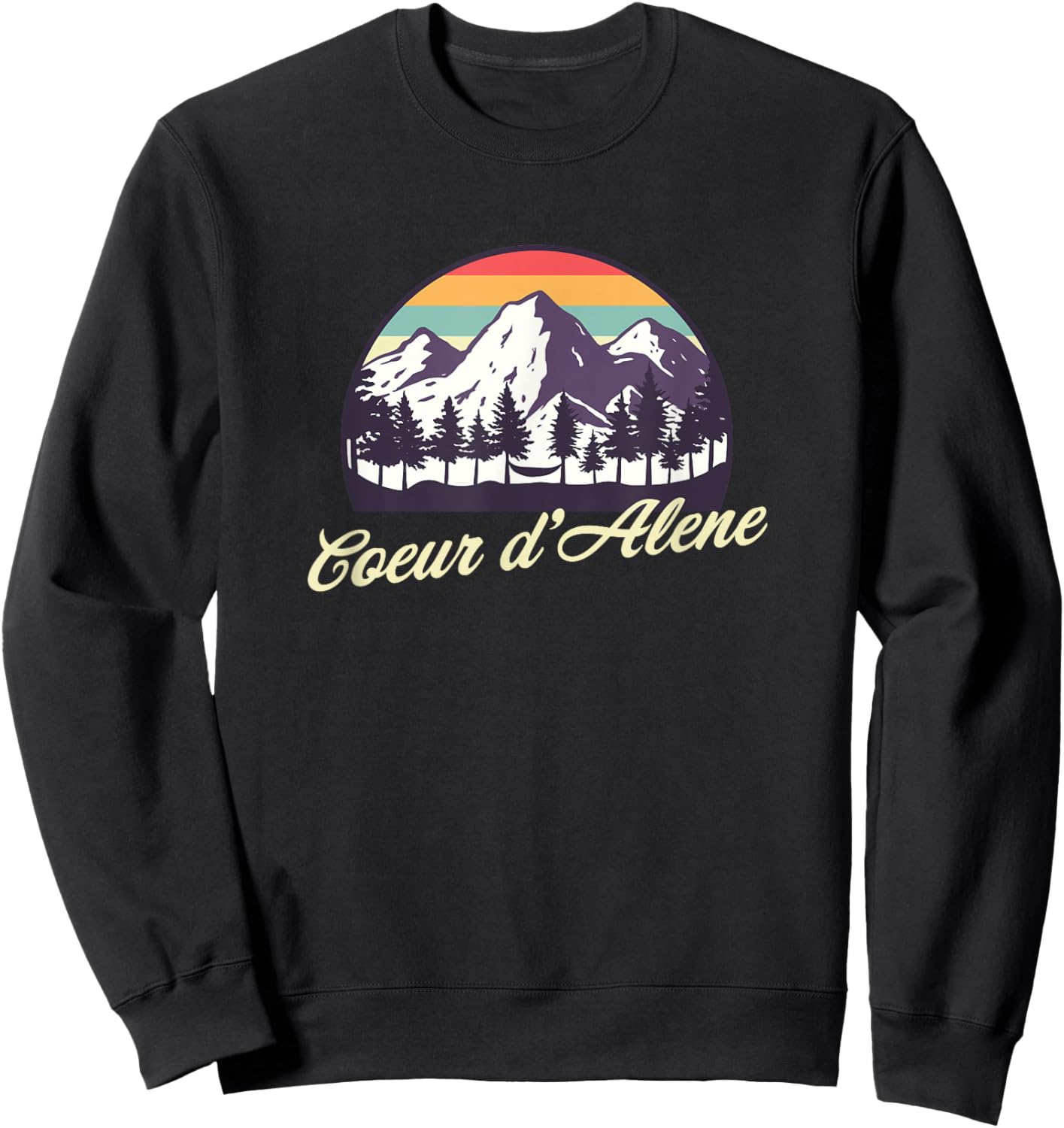 Retro Coeur d’Alene Idaho Vintage Outdoors Sweatshirt - Sweatshirt | Black