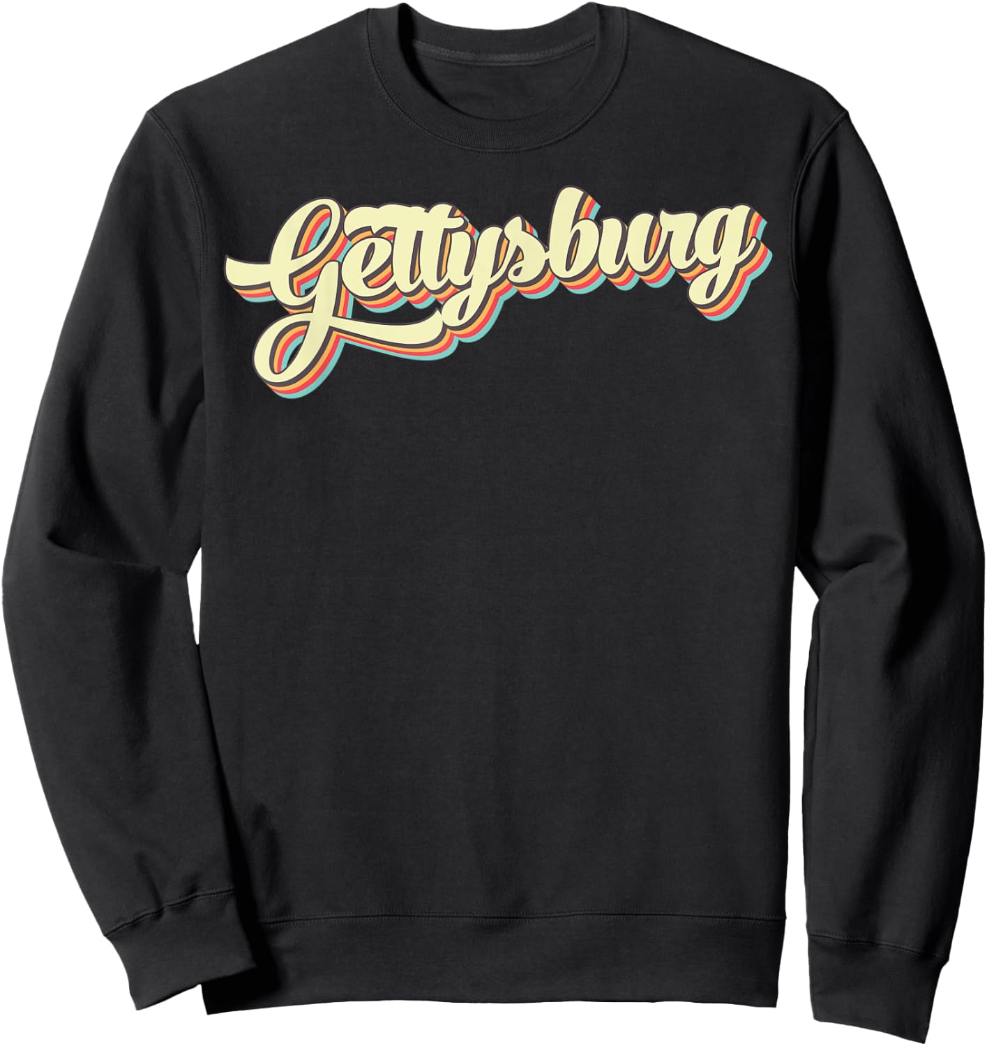 Gettysburg Retro Art Baseball Font Vintage Sweatshirt - Sweatshirt | Black