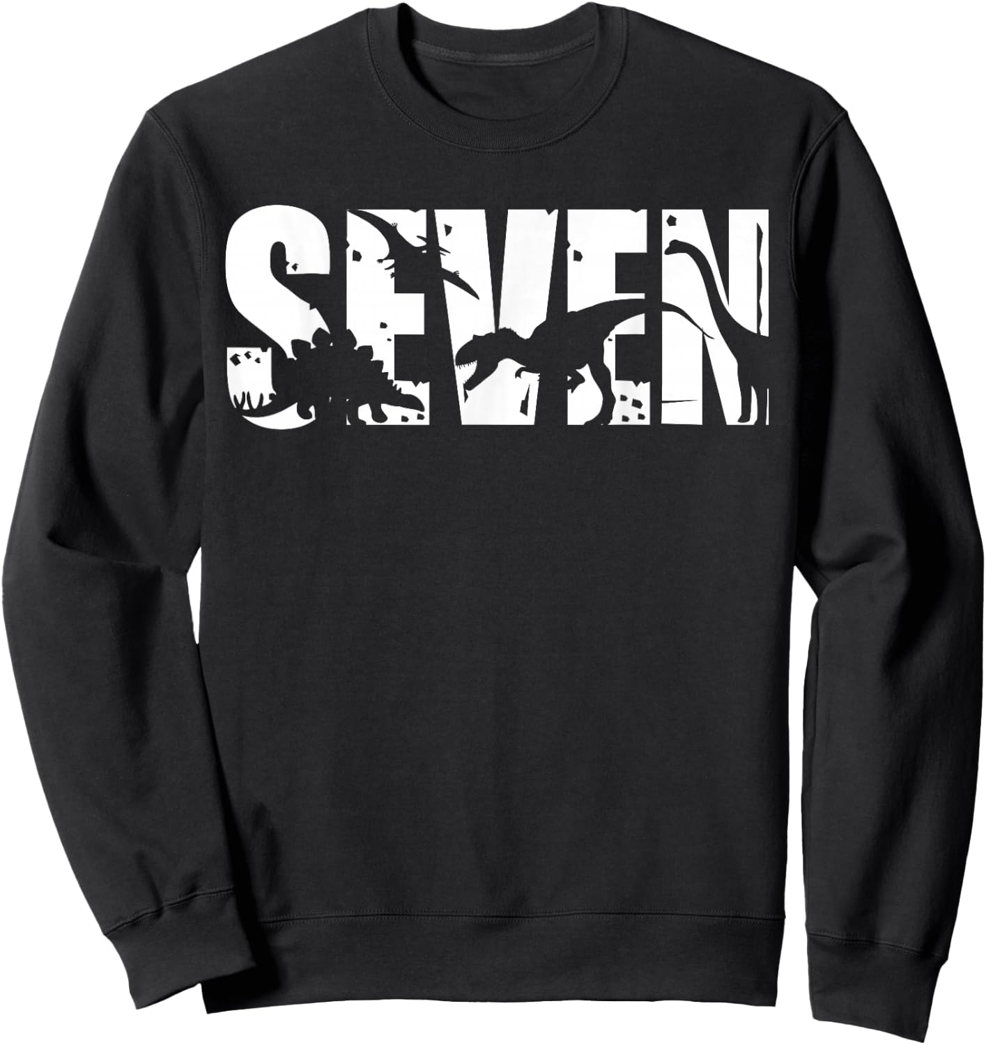 7 Years Old Birthday Boy Dinosaur T-Rex Gift, 7th BDay Sweatshirt - Sweatshirt | Black