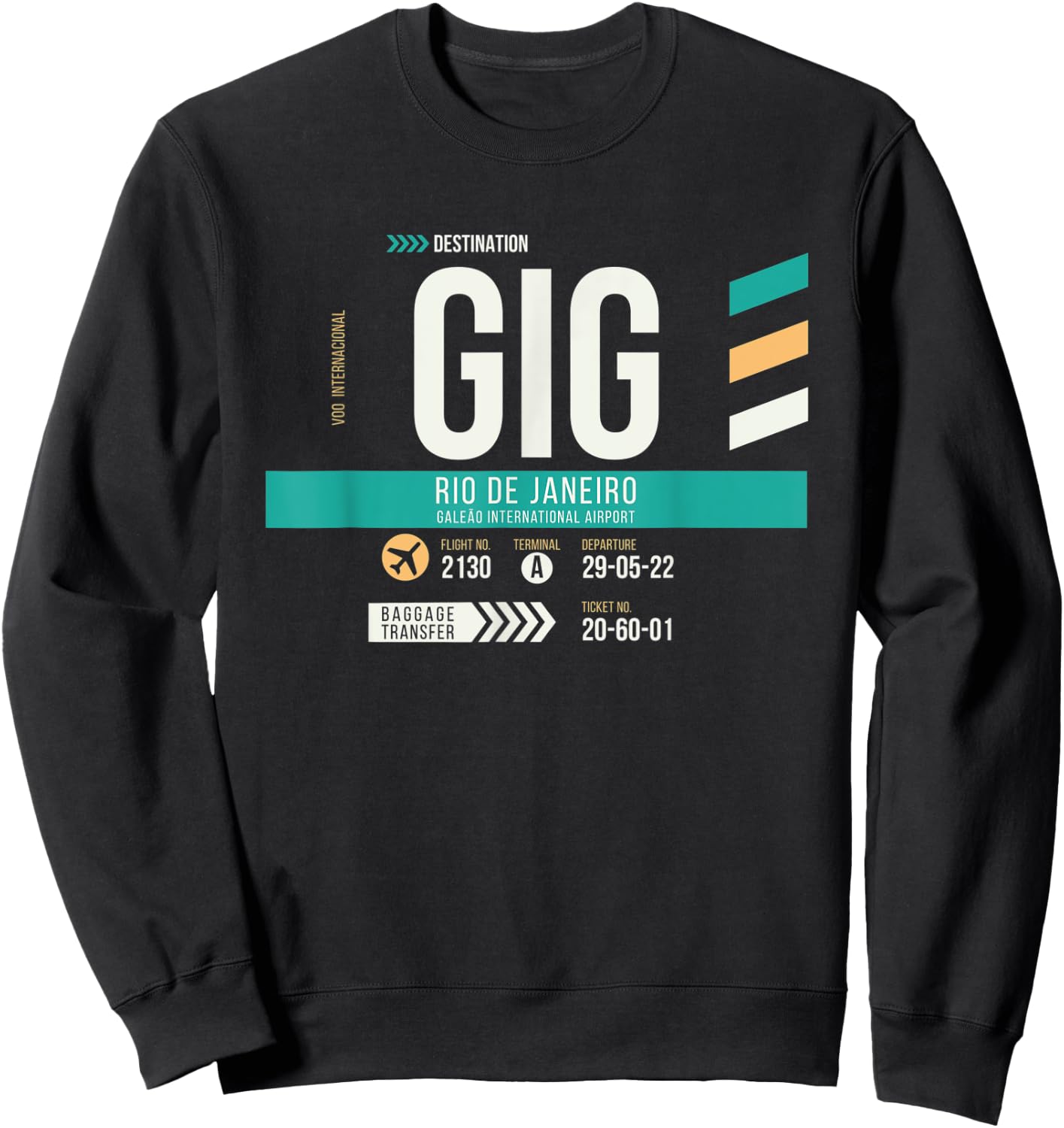 Vintage Rio GIG Airport Code Retro Travel Day Brazil Sweatshirt - Sweatshirt | Black