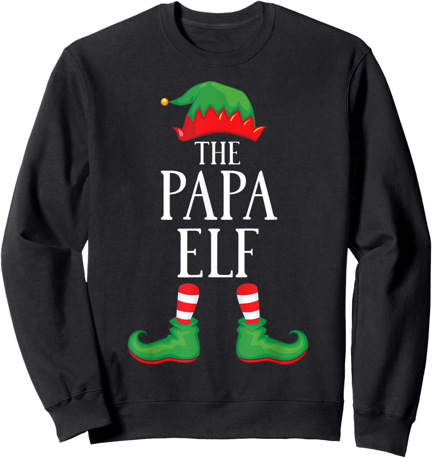 Papa Elf Matching Group Xmas Funny Family Christmas Sweatshirt - Sweatshirt | Black