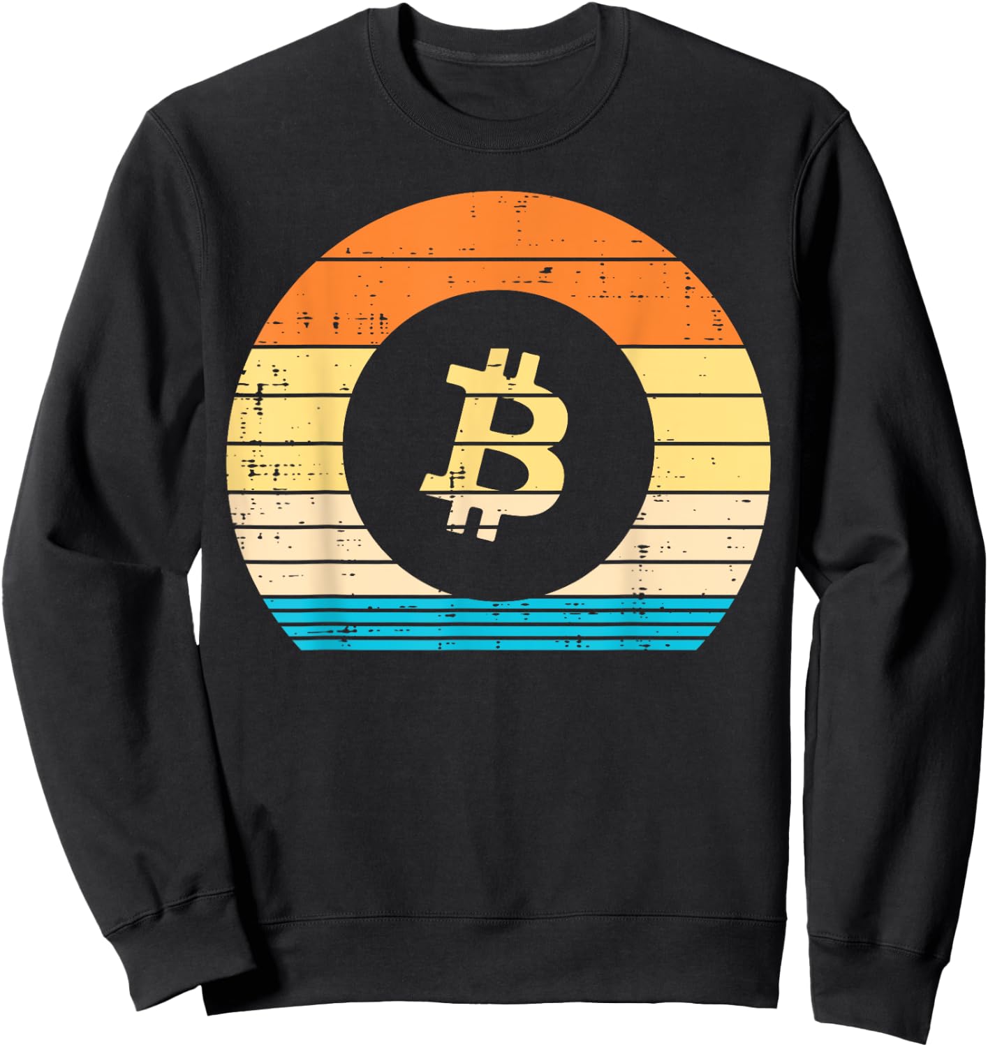 Bitcoin Sunset Retro BTC Crypto Cryptocurrency Men Women Sweatshirt - Sweatshirt | Black