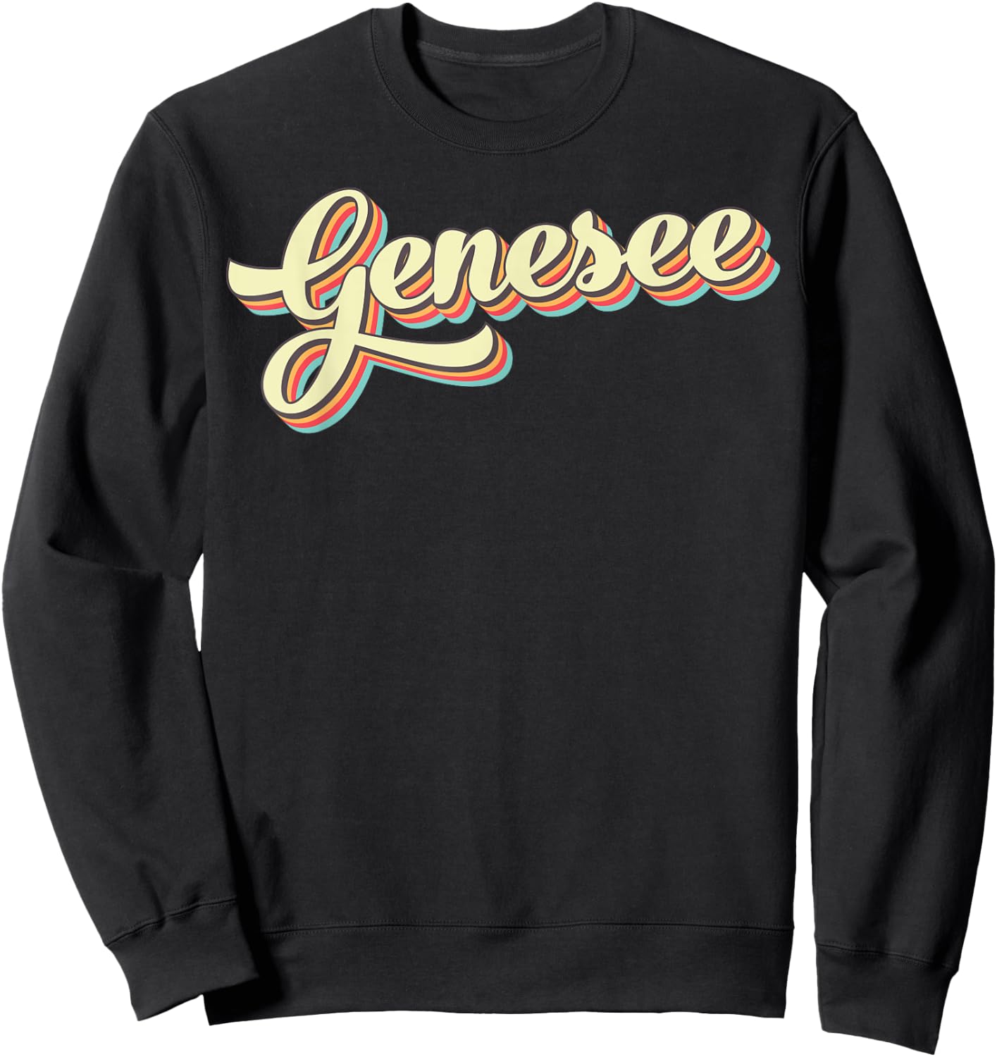 Genesee Retro Art Baseball Font Vintage Sweatshirt - Sweatshirt | Black
