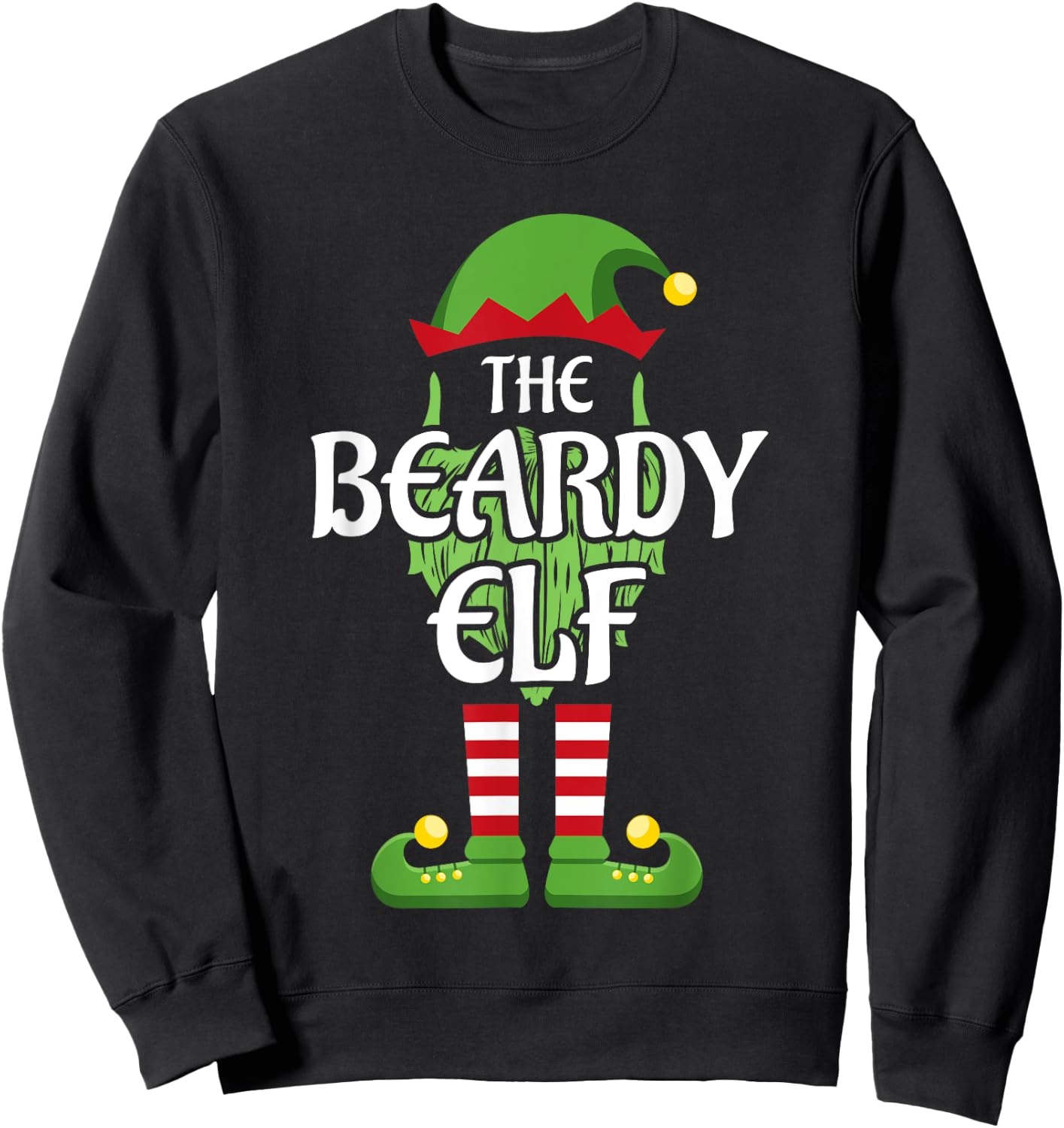Beardy Elf Family Matching Group Christmas Sweatshirt - Sweatshirt | Black