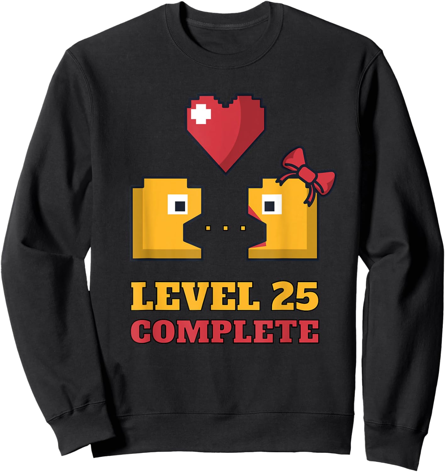 Funny Gamers Level 25 Complete 25th Wedding Anniversary Sweatshirt - Sweatshirt | Black
