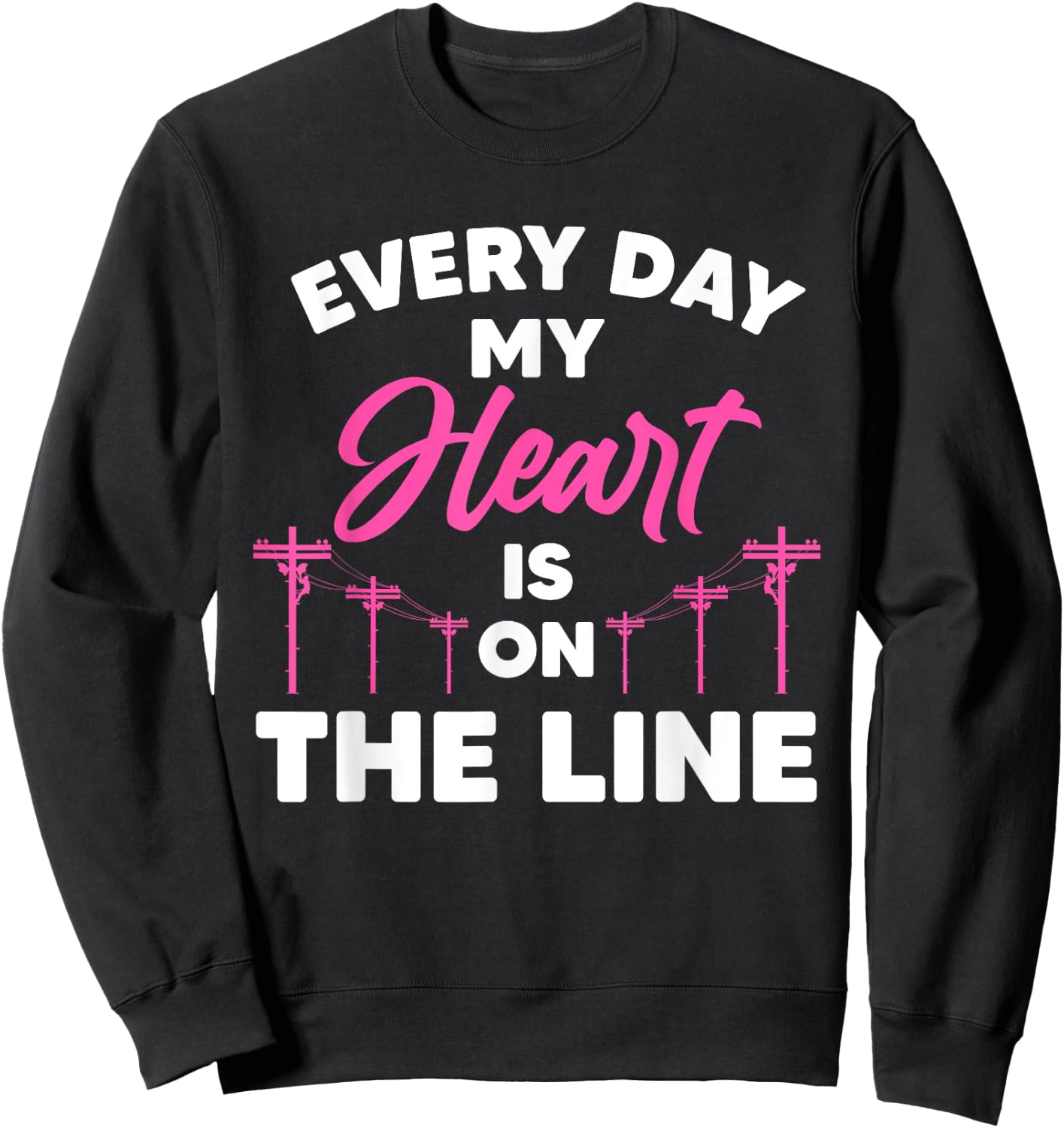Funny Lineman Wife Girlfriend Design For Lineman Lover Women Sweatshirt - Sweatshirt | Black