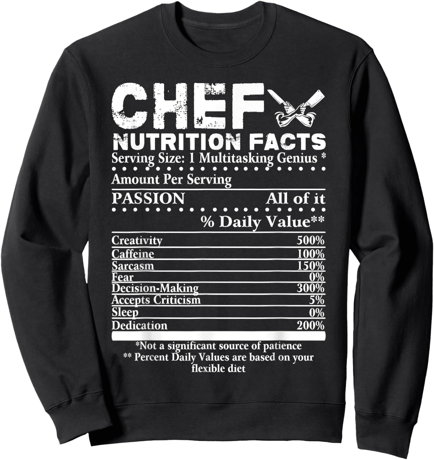 Chef Nutrition Facts Cool Chef Gift Chefs Sweatshirt - Sweatshirt | Black