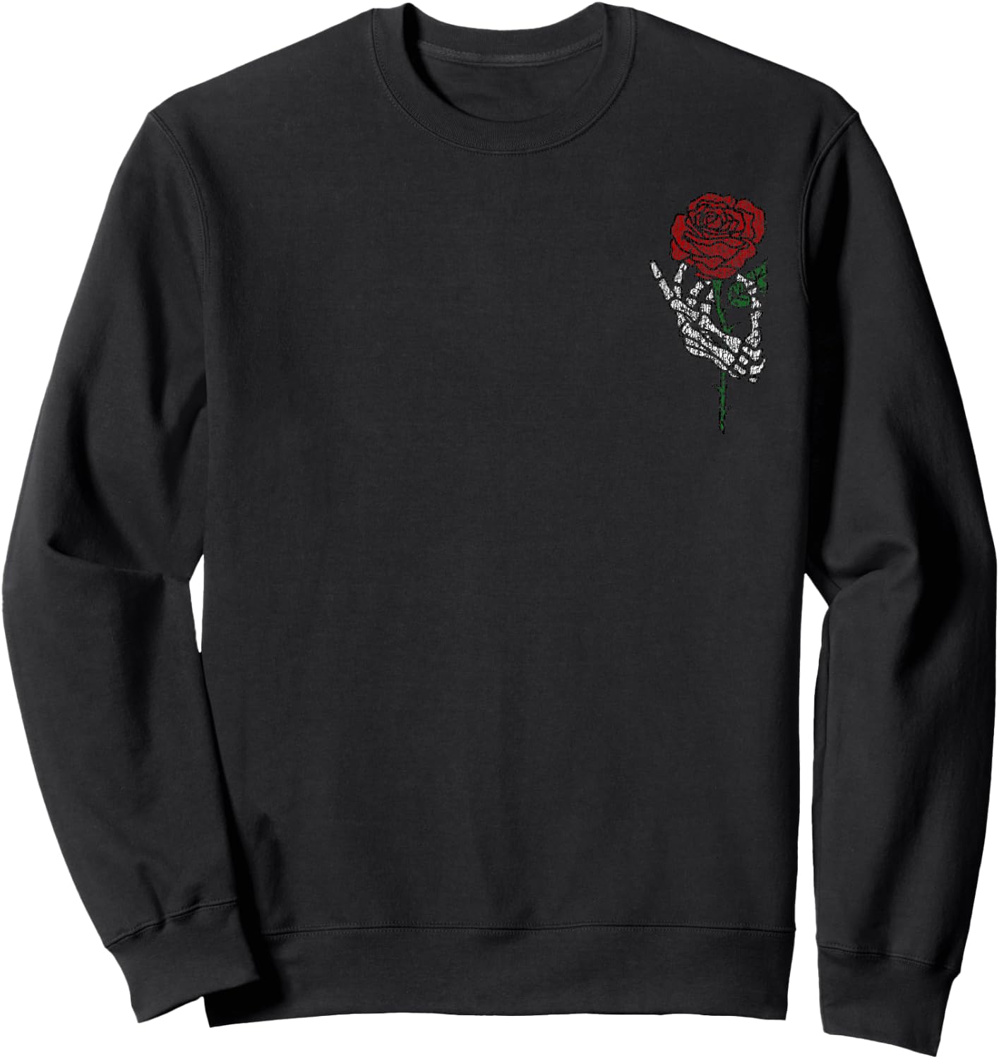 Skeleton Hand Holding Rose Shirt, Tattoo Shirts, Vintage Sweatshirt - Sweatshirt | Black