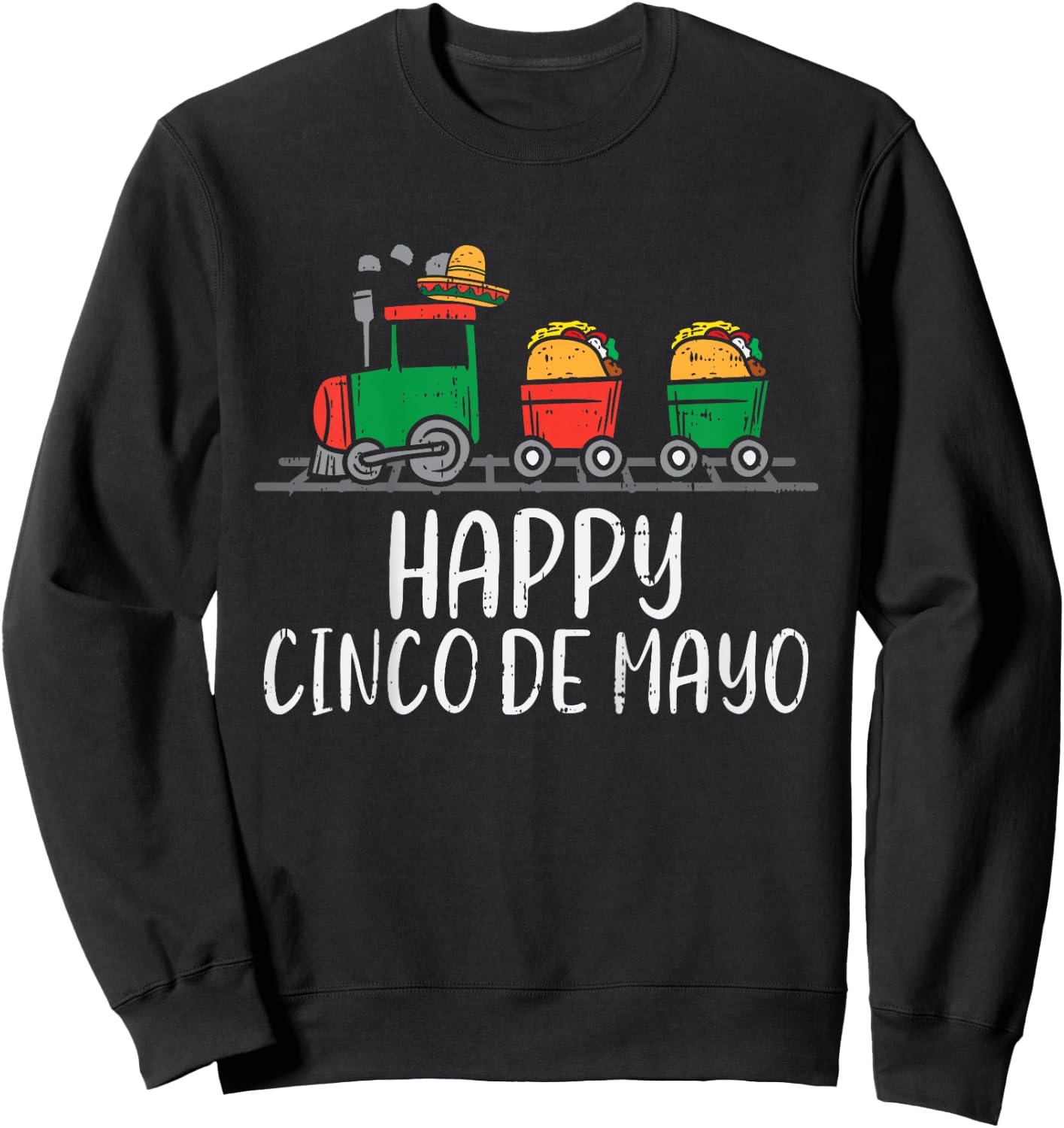 Kids Happy Cinco De Mayo Mexican Tacos Train Toddler Boys Kids Sweatshirt - Sweatshirt | Black