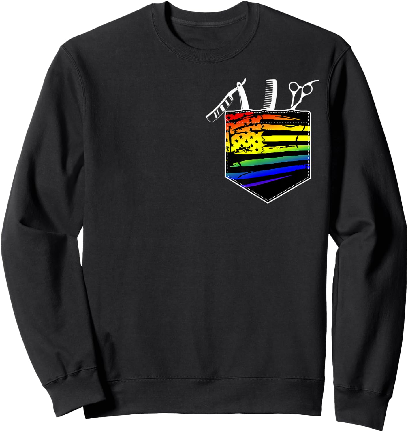 Gay Pride Hairstylists Rainbow Pocket Gay Hairdresser Sweatshirt - Sweatshirt | Black