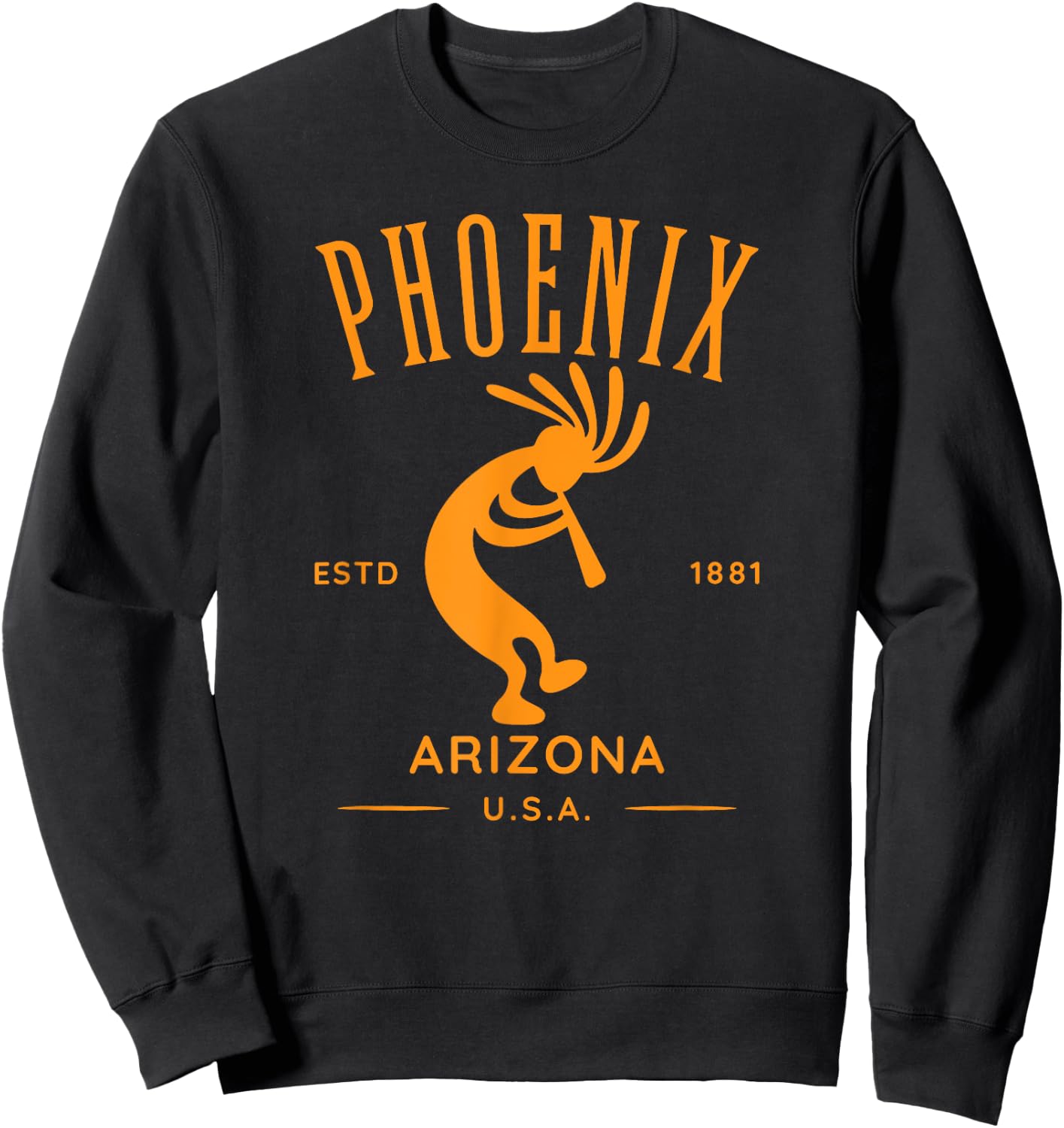Phoenix Arizona Dancing Kokopelli Design Sweatshirt - Sweatshirt | Black