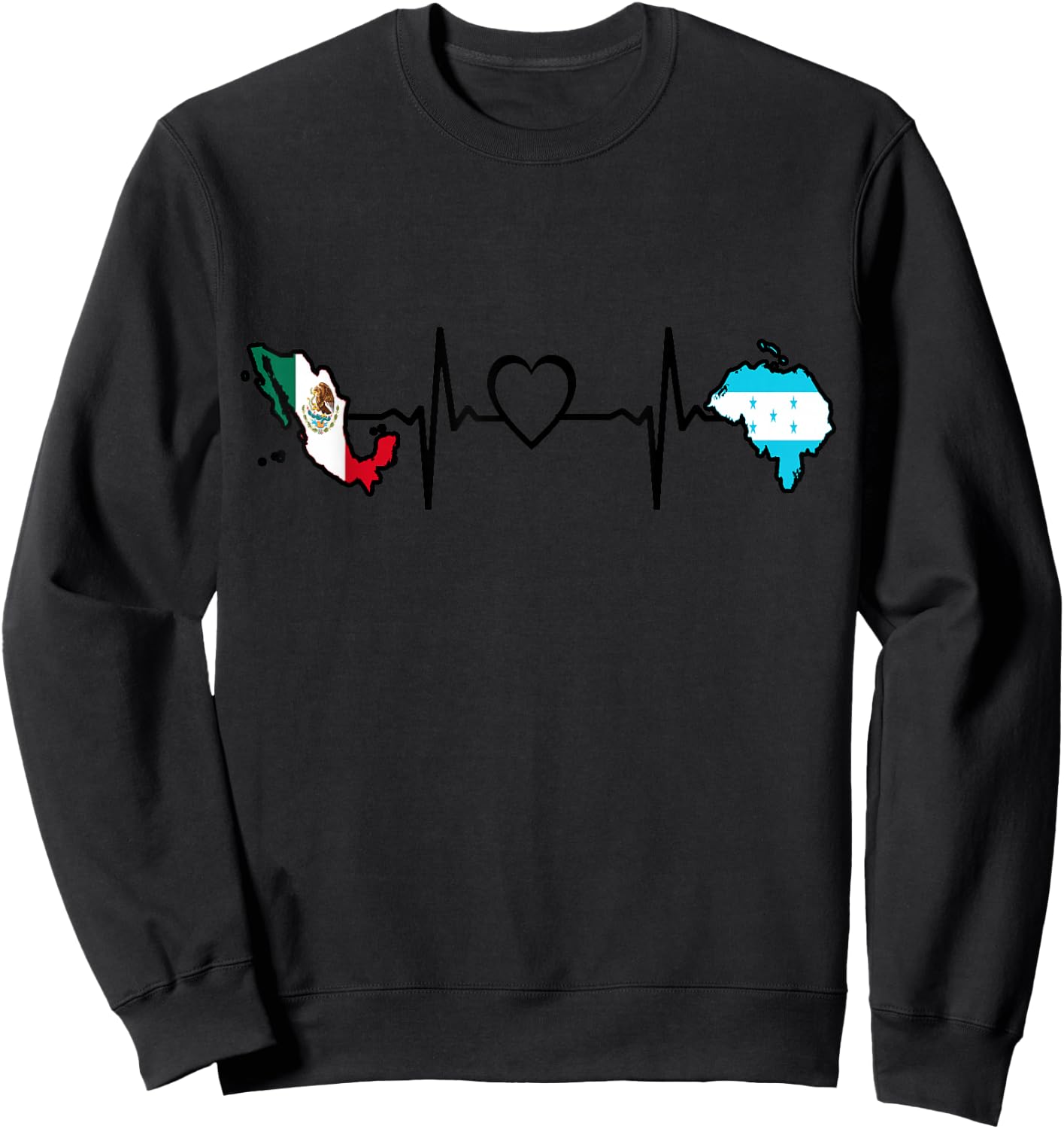 Mexico Honduras Flag - Mexican Honduran Heartbeat Sweatshirt - Sweatshirt | Black