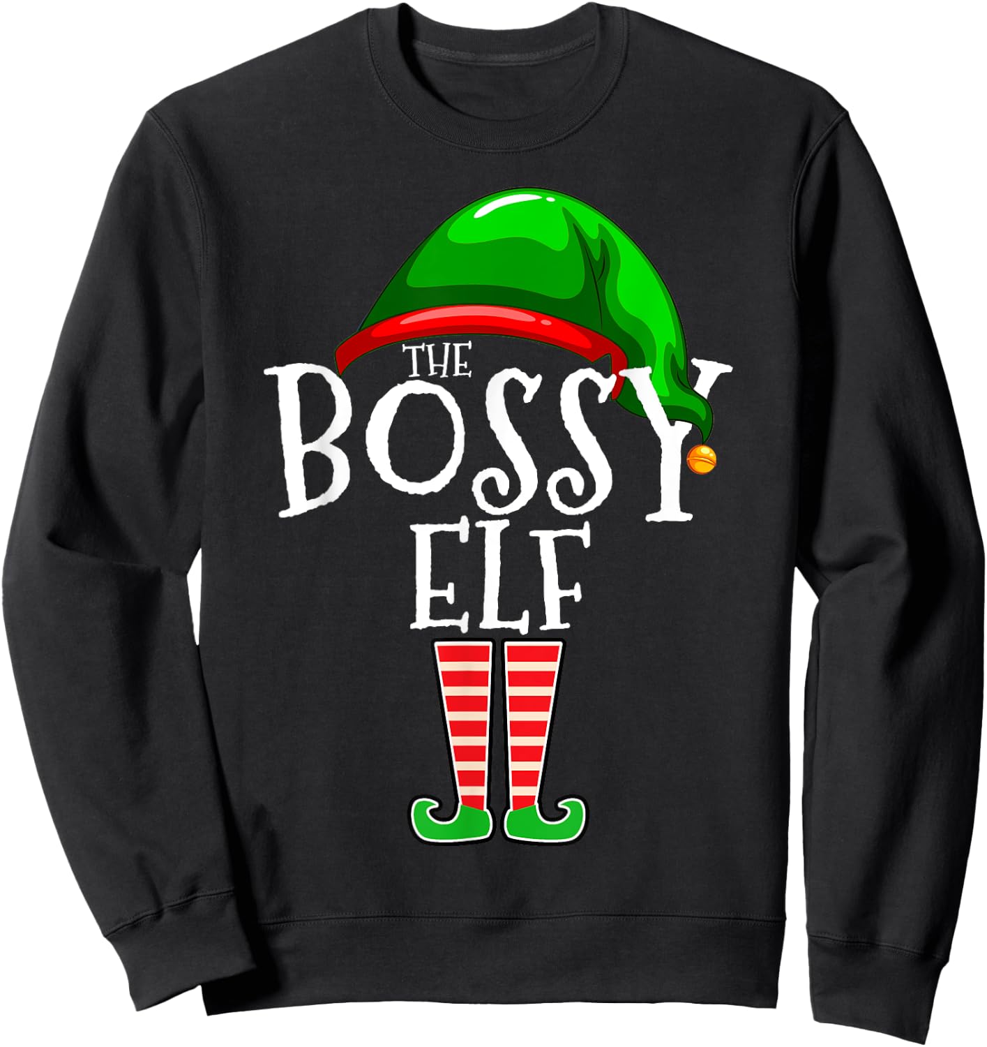 The Bossy Elf Group Matching Family Christmas Sweatshirt - Sweatshirt | Black