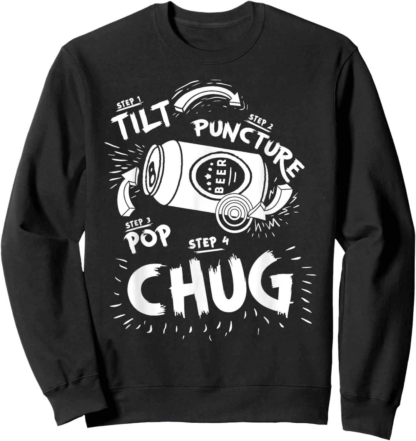 Tilt Puncture Pop Chug Funny Shotgun Beer Basics Diagram Sweatshirt - Sweatshirt | Black