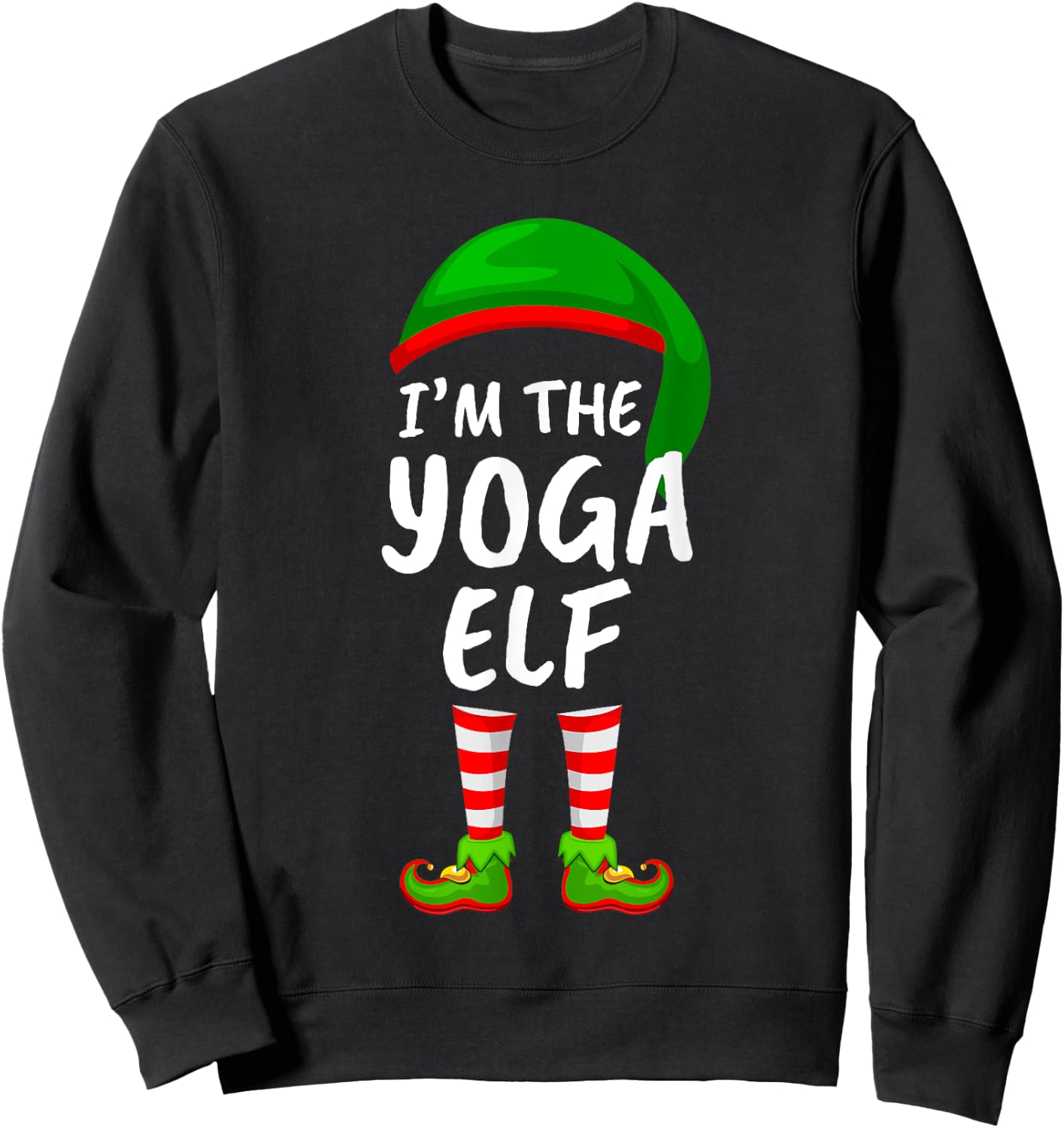Matching Family Funny I'm The Yoga Elf Christmas Sweatshirt - Sweatshirt | Black