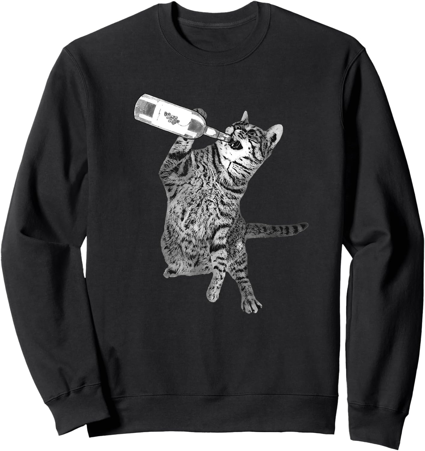 Wine Drinking Cat Funny Drunk Cat Cat Wine Lovers Sweatshirt - Sweatshirt | Black