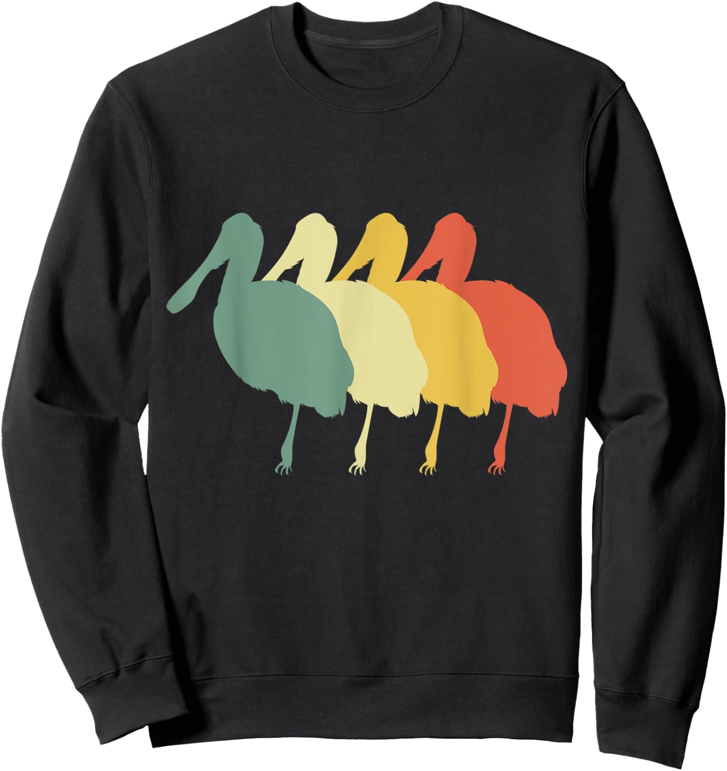 Retro Roseate Bird Vintage Roseate Bird Silhouette Bird Sweatshirt - Sweatshirt | Black