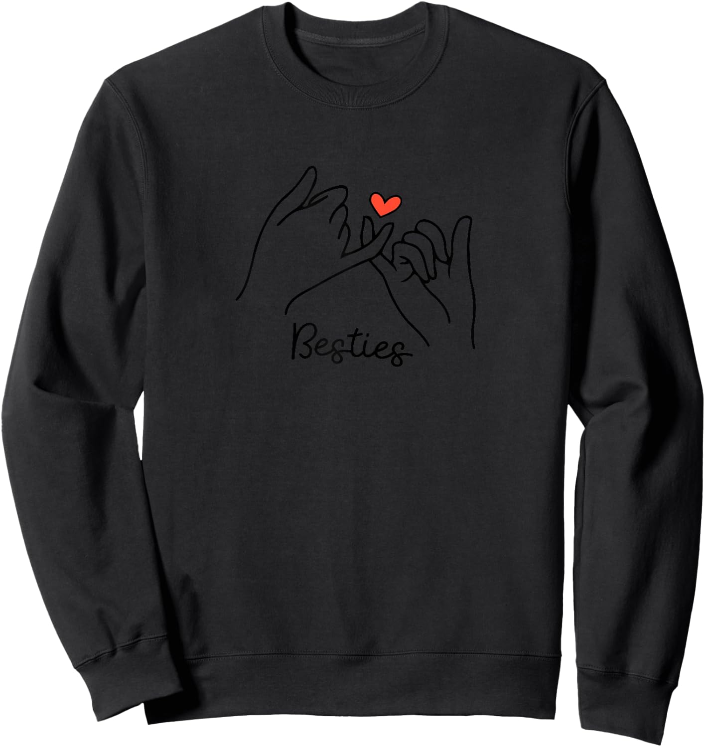 Bestie Pinky Promise & Cute Heart | Kids Girls BFF Matching Sweatshirt - Sweatshirt | Black