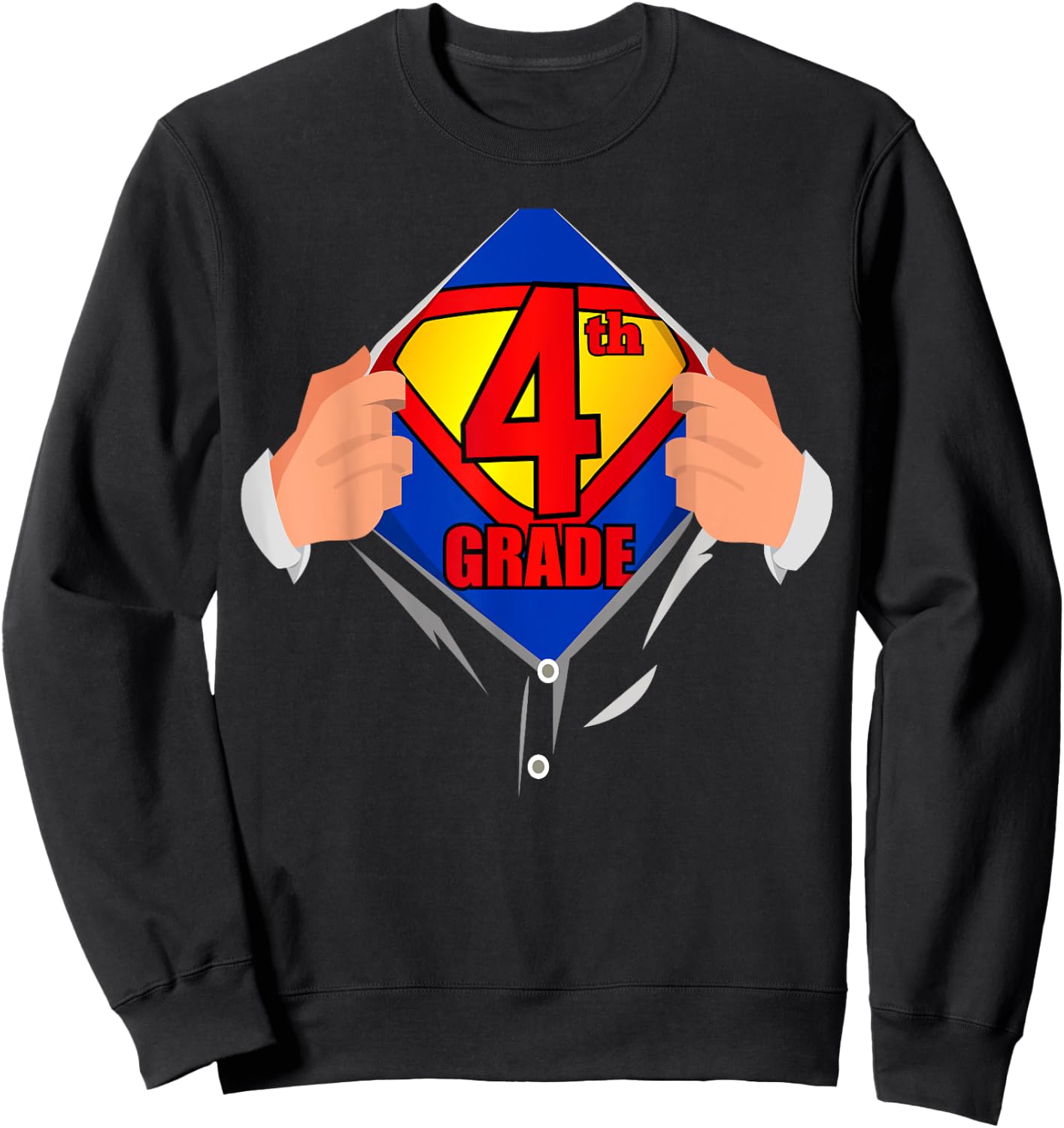 Teachers Are Superheroes 4th Grade Super Teacher Staff Gift Men Women Sweatshirt - Sweatshirt | Black