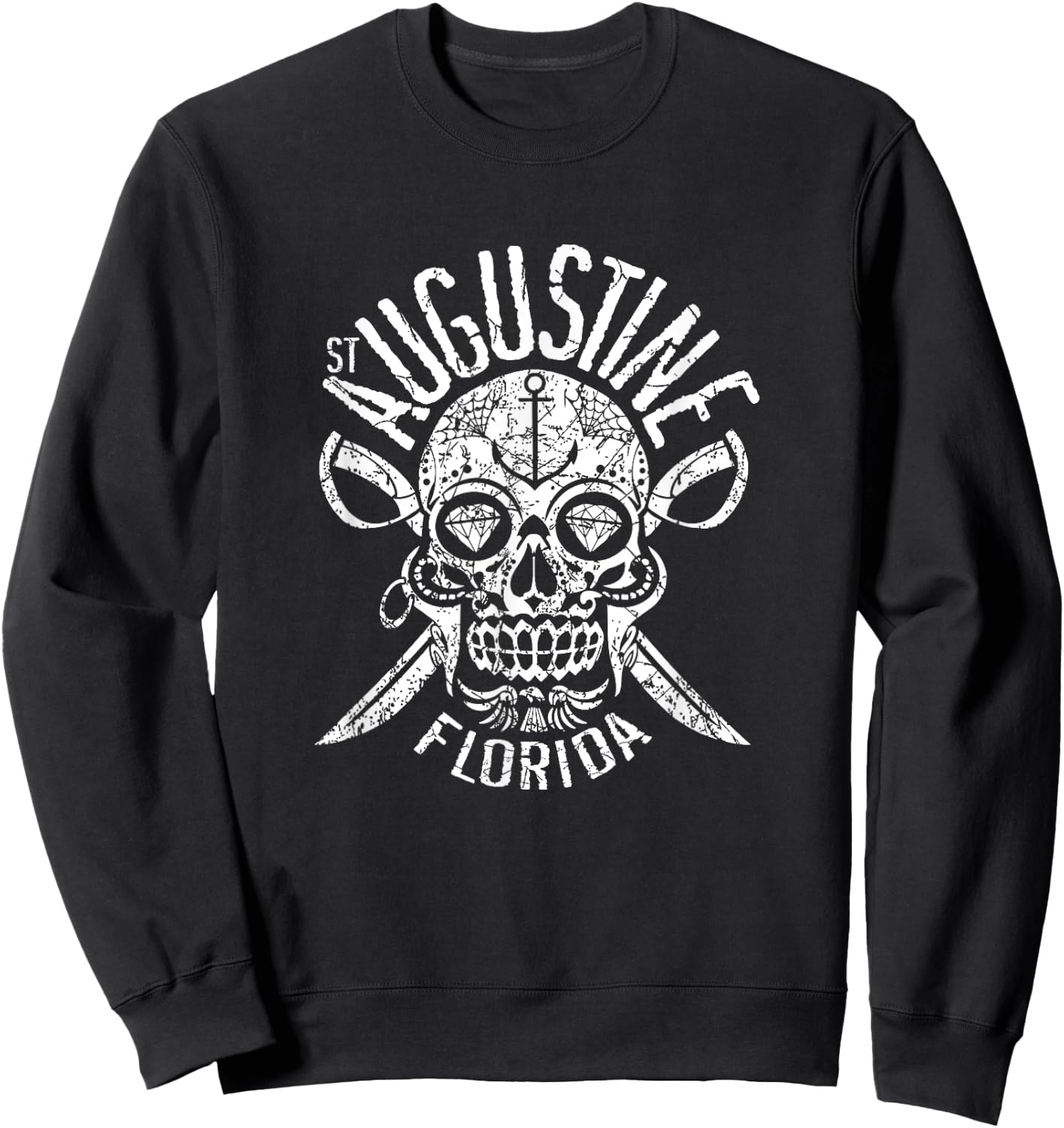 St. Augustine Florida Halloween Sugar Skull, Day of the Dead Sweatshirt - Sweatshirt | Black