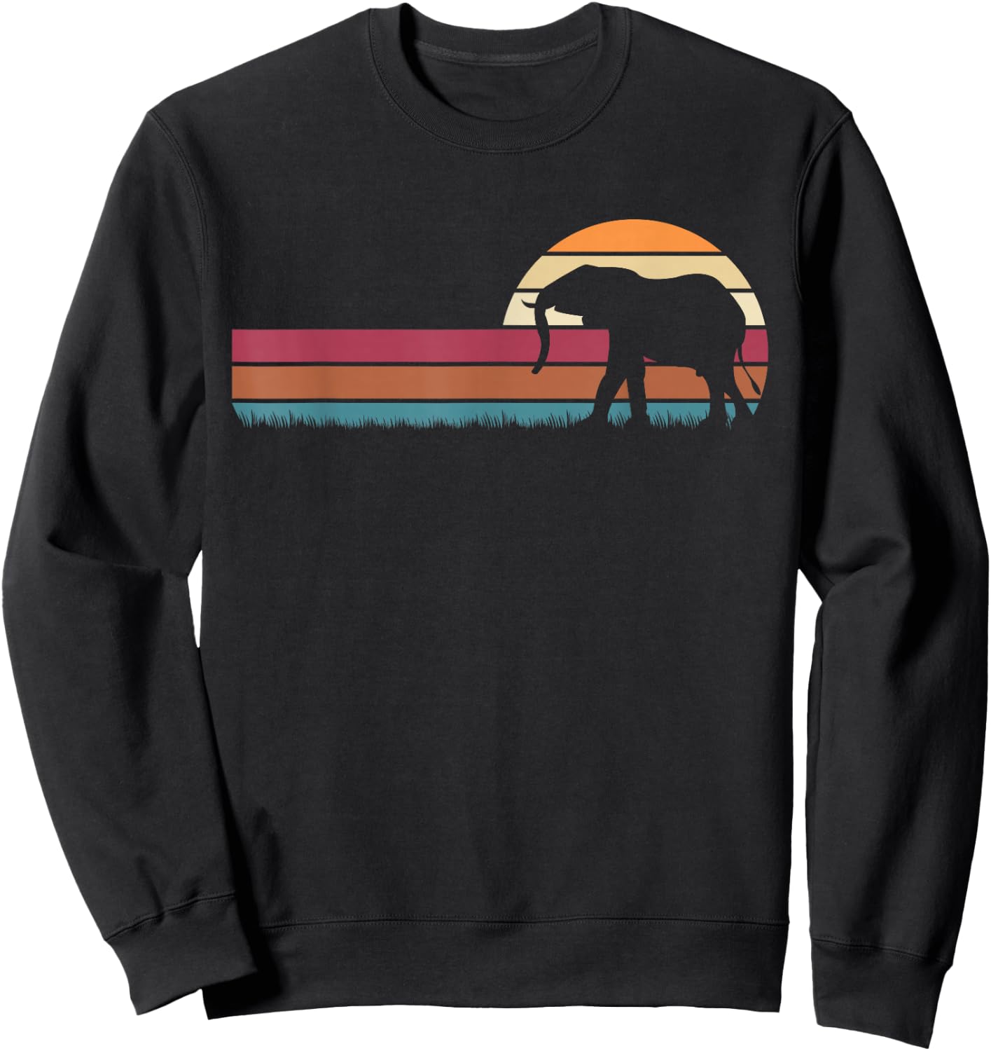 Vintage Retro Elephant Sweatshirt - Sweatshirt | Black