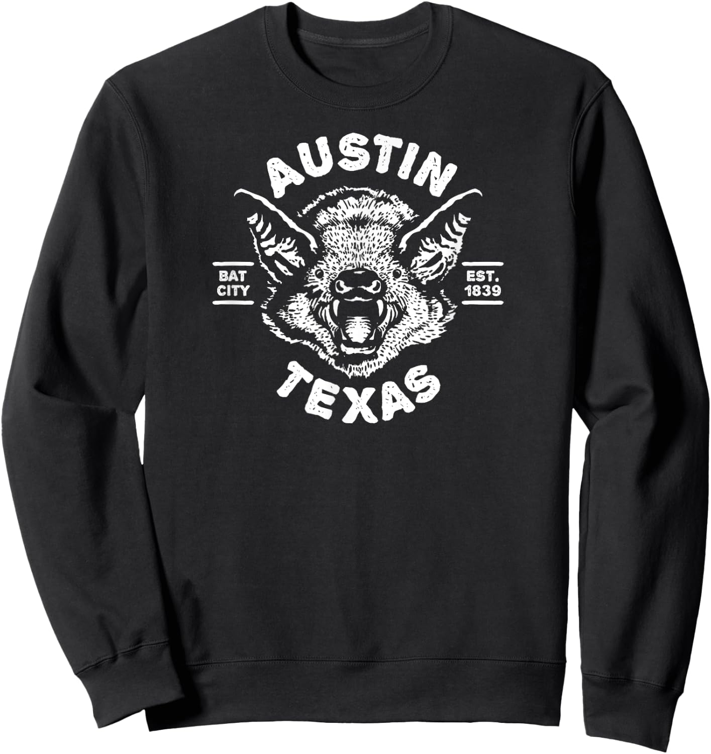 AUSTIN BAT - Bat City Texas TX / Est Established 1839 Design Sweatshirt - Sweatshirt | Black