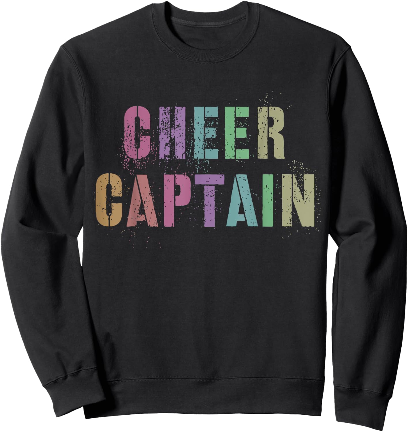 Vintage CHEER CAPTAIN Cheerleading Team Cheerleader Squad Sweatshirt - Sweatshirt | Black