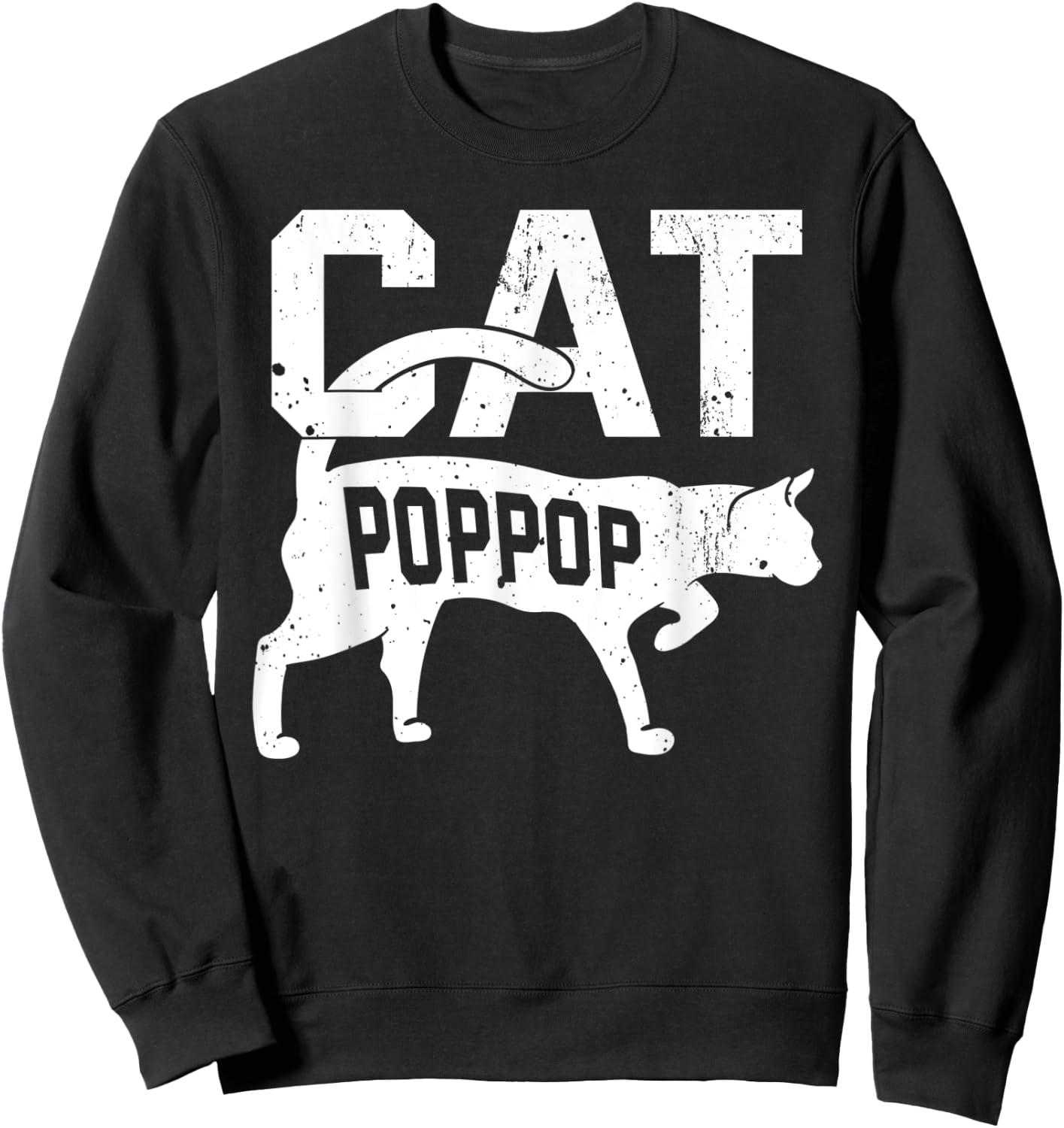 Cat Poppop Kitten Pet Owner Meow Father's Day Men Women Kids Sweatshirt - Sweatshirt | Black