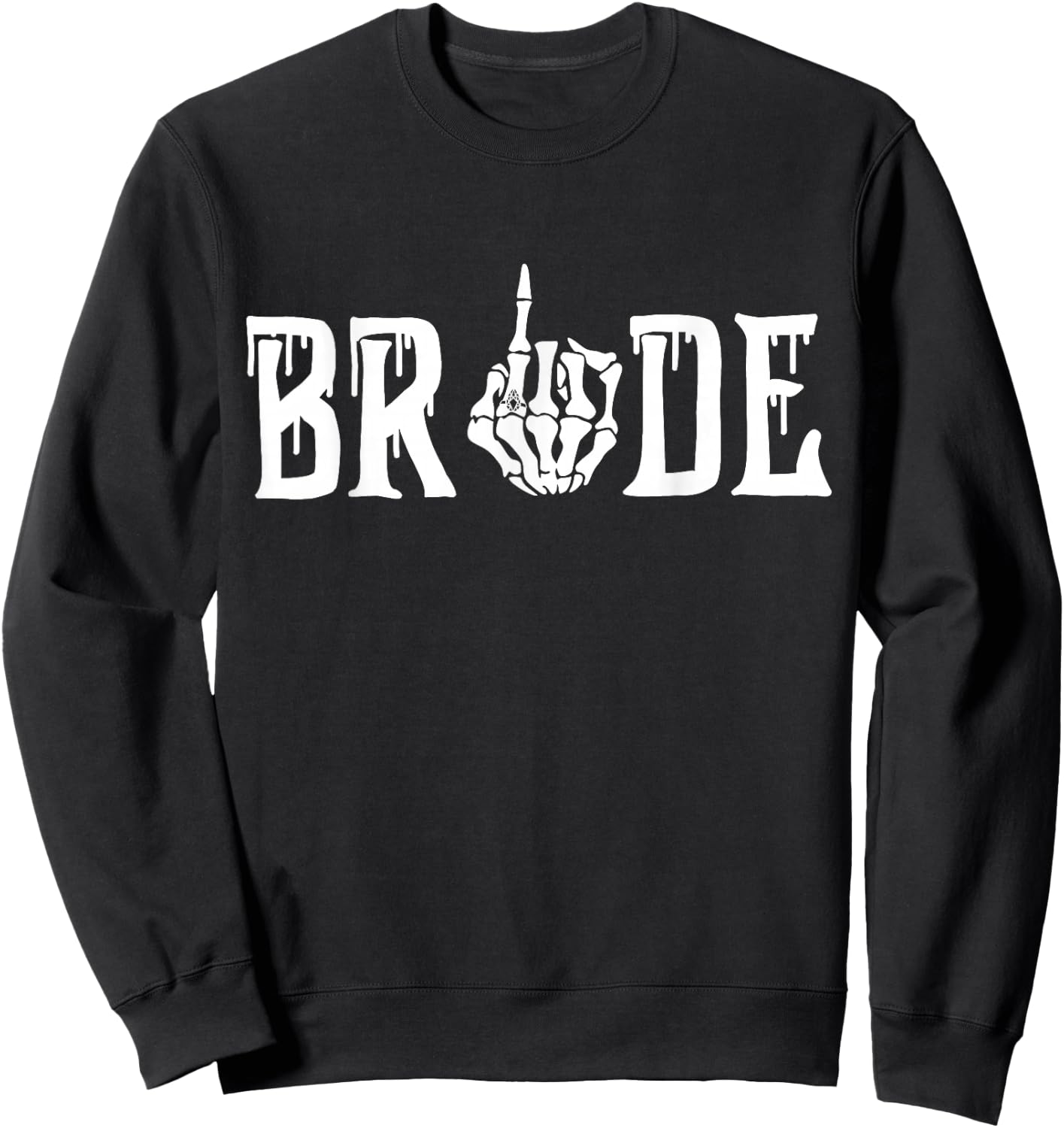 Gothic Skeleton Bride Wedding Just Married Spooky Halloween Sweatshirt - Sweatshirt | Black