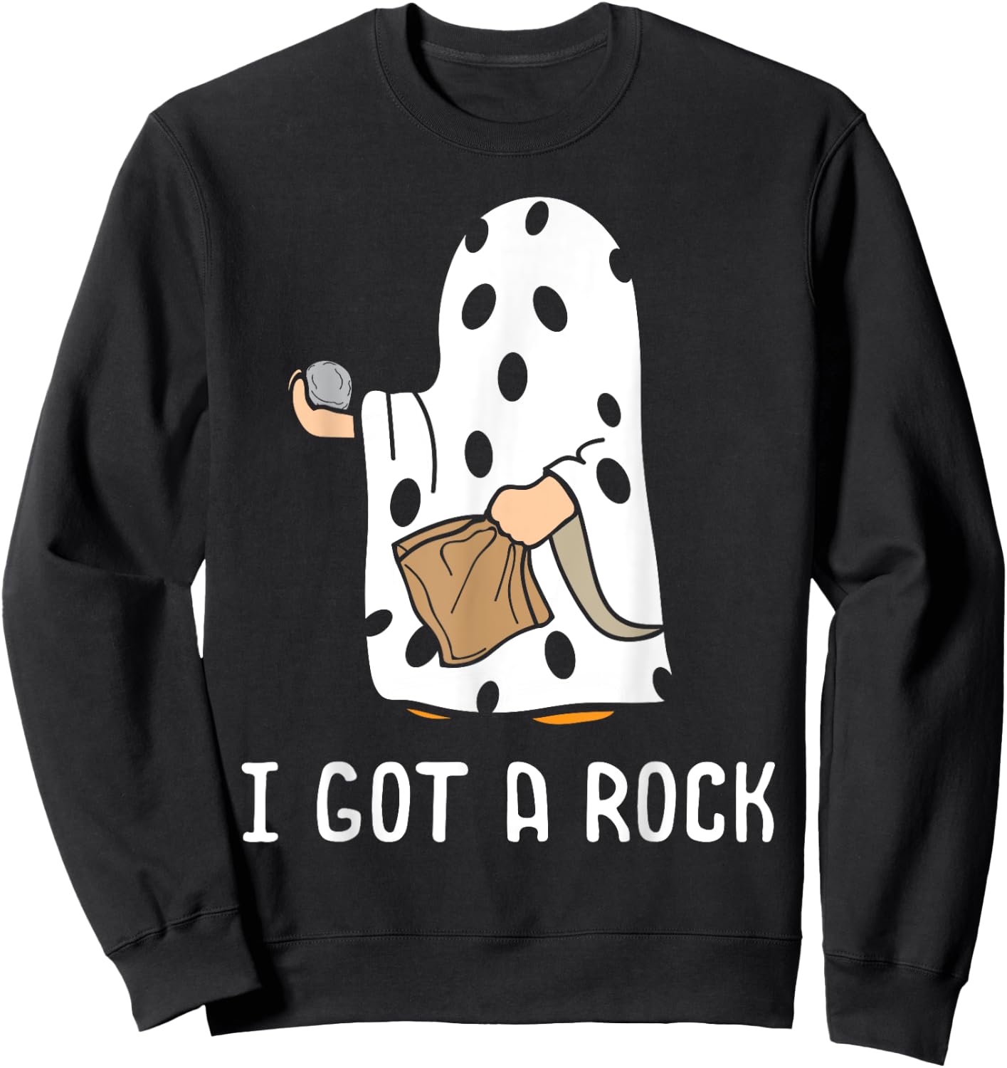 I Got A Rock Funny Halloween Trick Or Treating Ghost Sweatshirt - Sweatshirt | Black