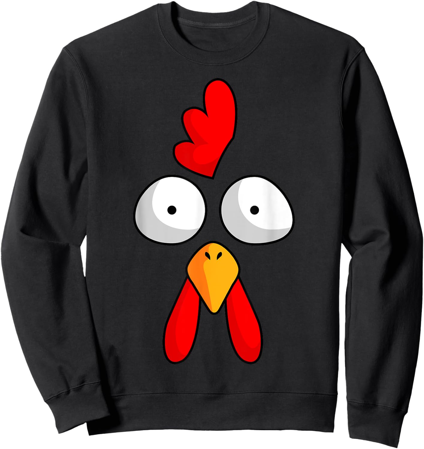 Chicken Face Rooster Halloween Costume Farm Poultry Sweatshirt - Sweatshirt | Black